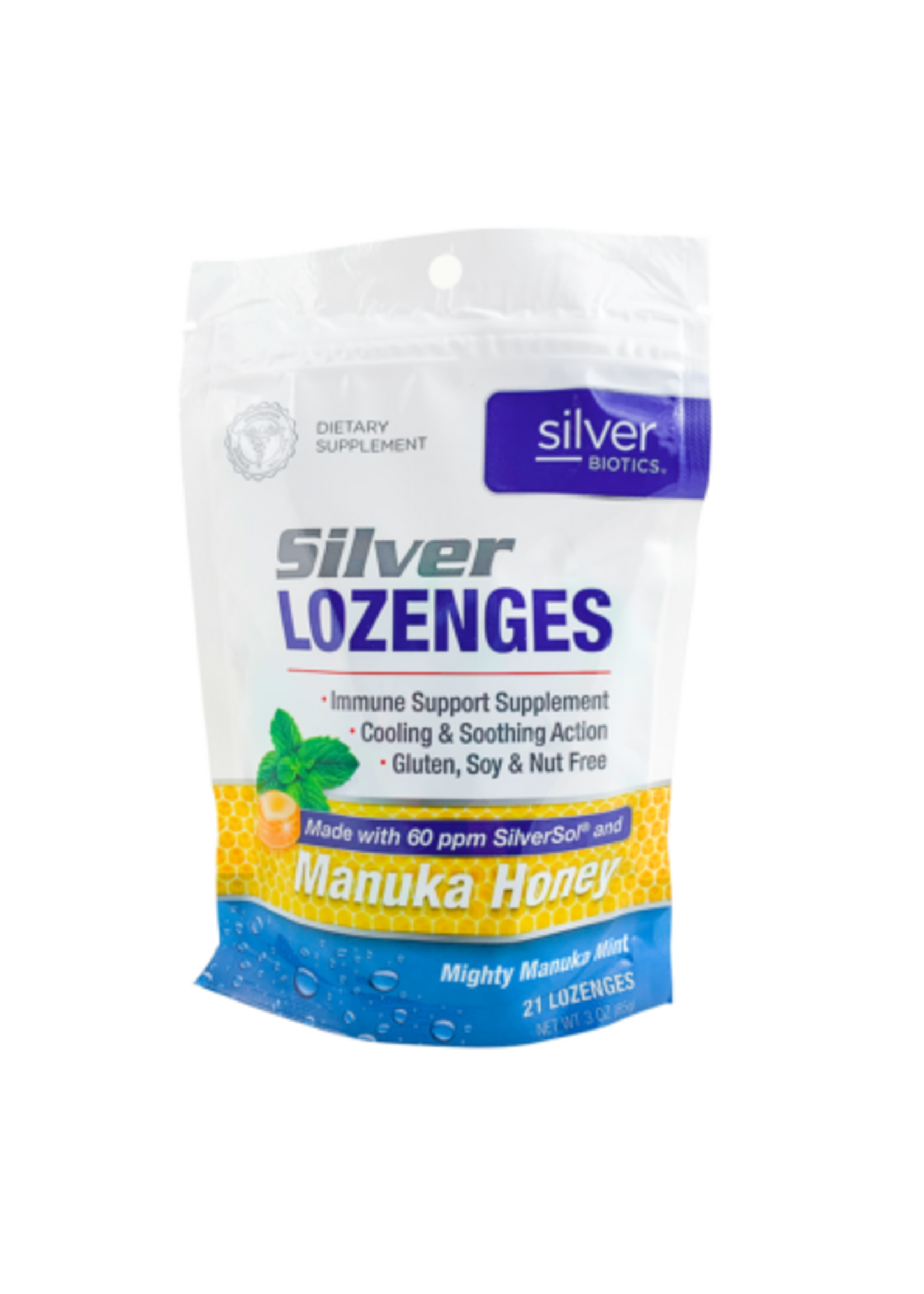 American Biotech Labs Silver Biotics Silver Lozenges Manuka Honey 21ct