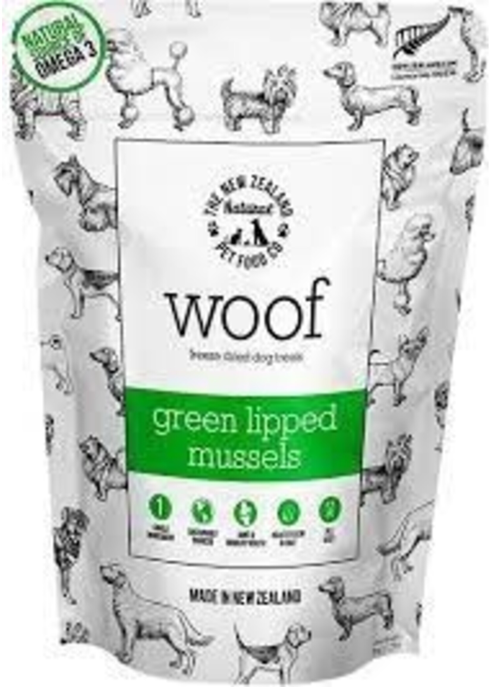 New Zealand Natural Pet Food Co NZ Natural Pet Co Woof Green Lipped Mussels Treat 50g