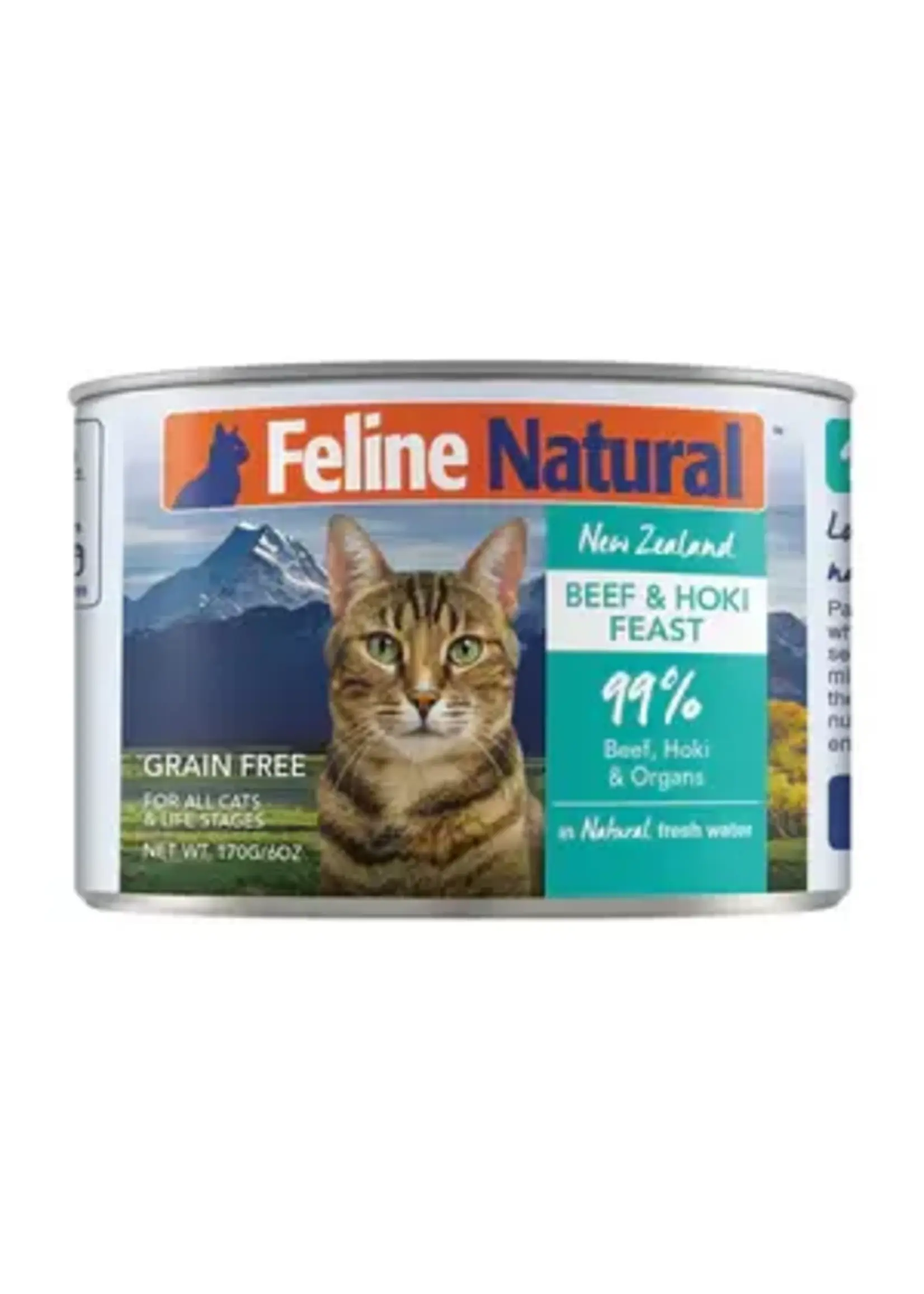 Feline Natural Feline Natural Can 170g / 6oz case of 12 Beef & Hoki single