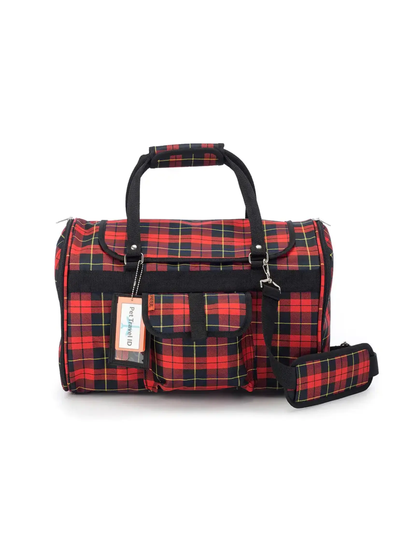 Prefer Pets 312 Hideaway Duffel Pet Carrier 17" x 10" x 12" Red Plaid