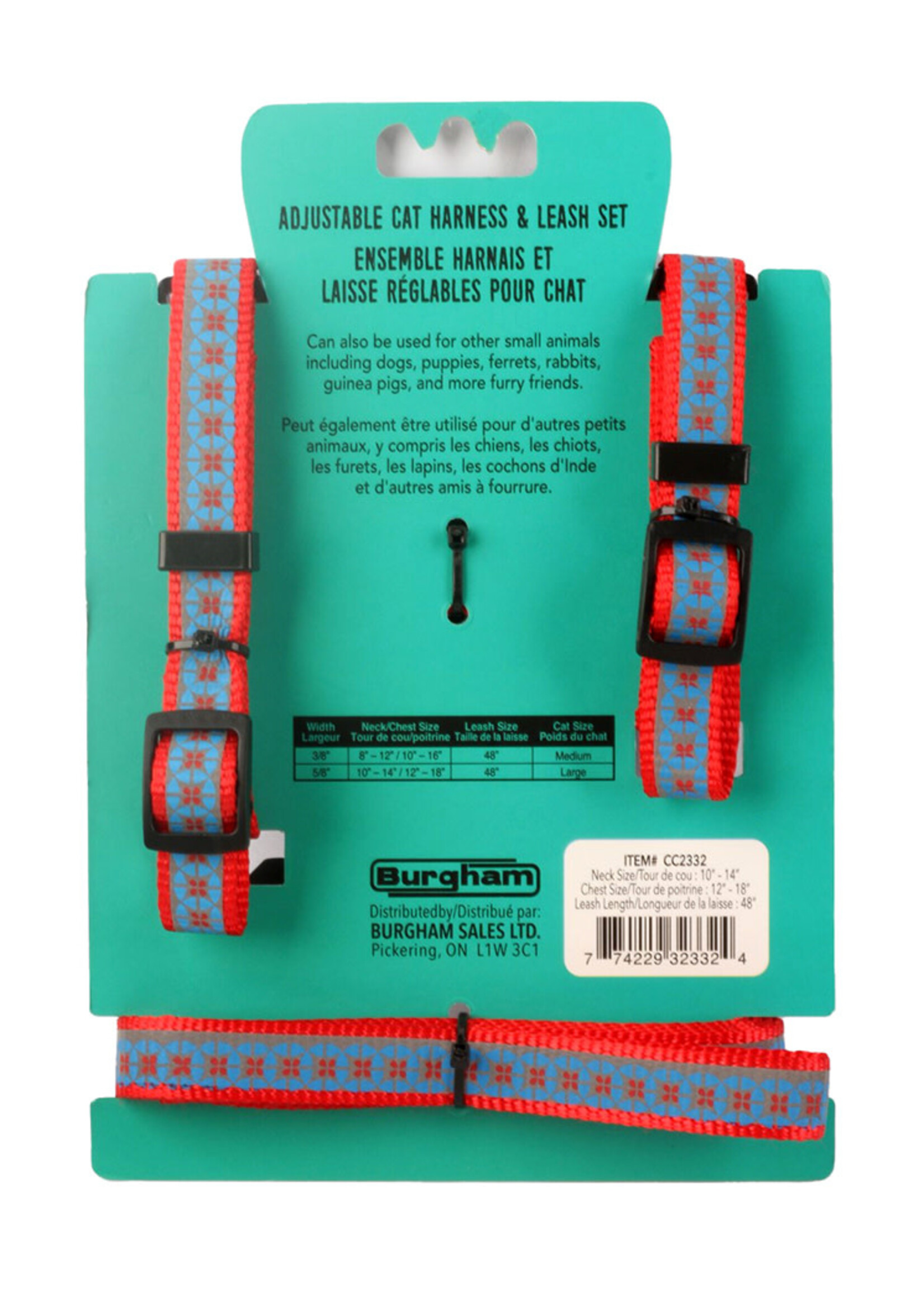 Simon's Simons Adjustable Nylon Harness / Leash  Large 10-14"" Neck / 12-18"