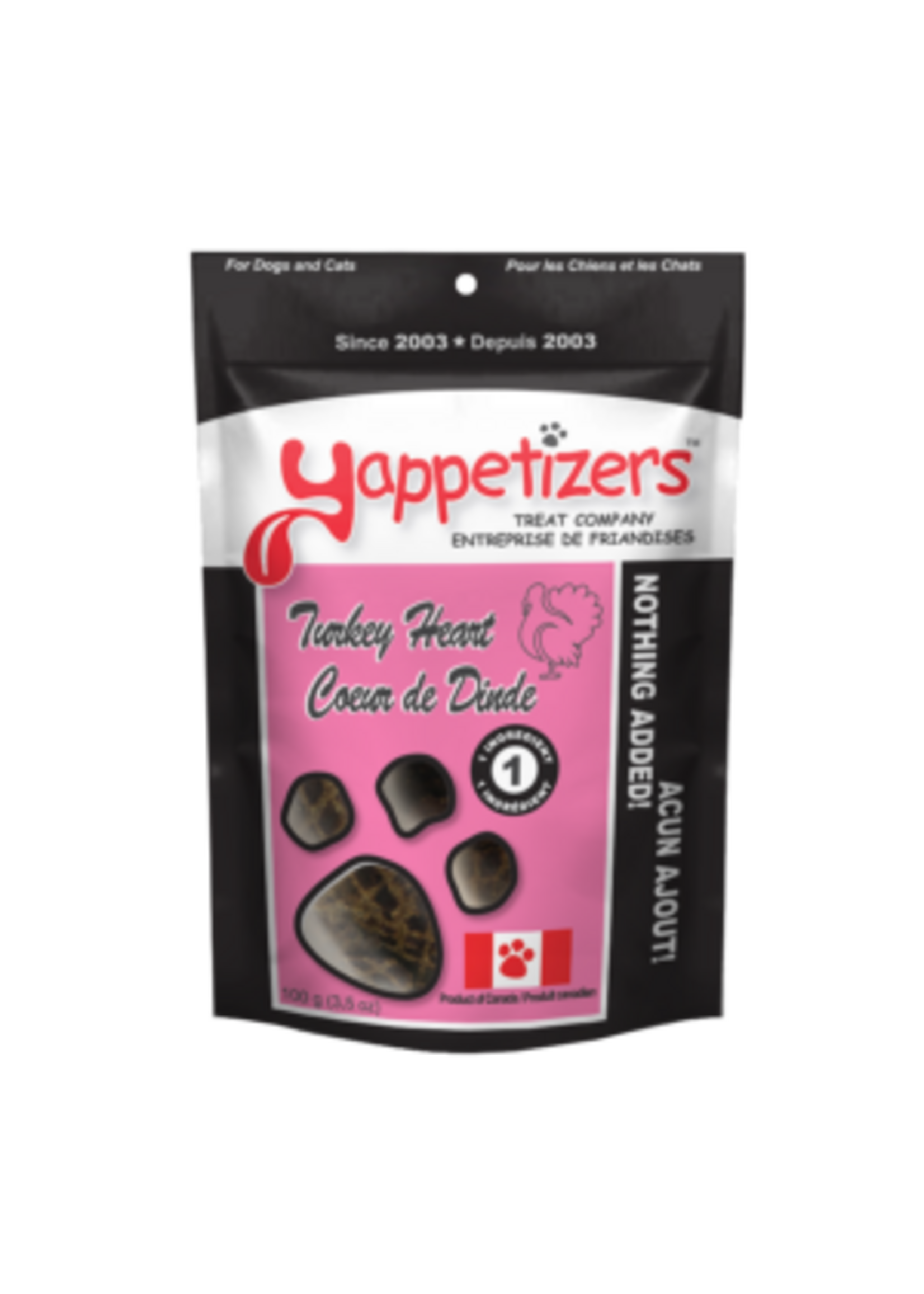 Yappetizers Yappetizers Dehydrated Turkey Heart Dog Treats 85g