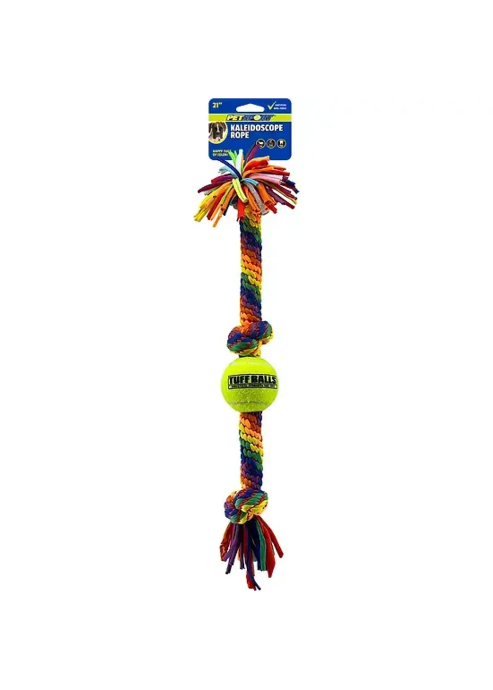 Petsport Petsport Kaleidoscope Rope Large 21" 3 Knots w/ 2.5" Ball