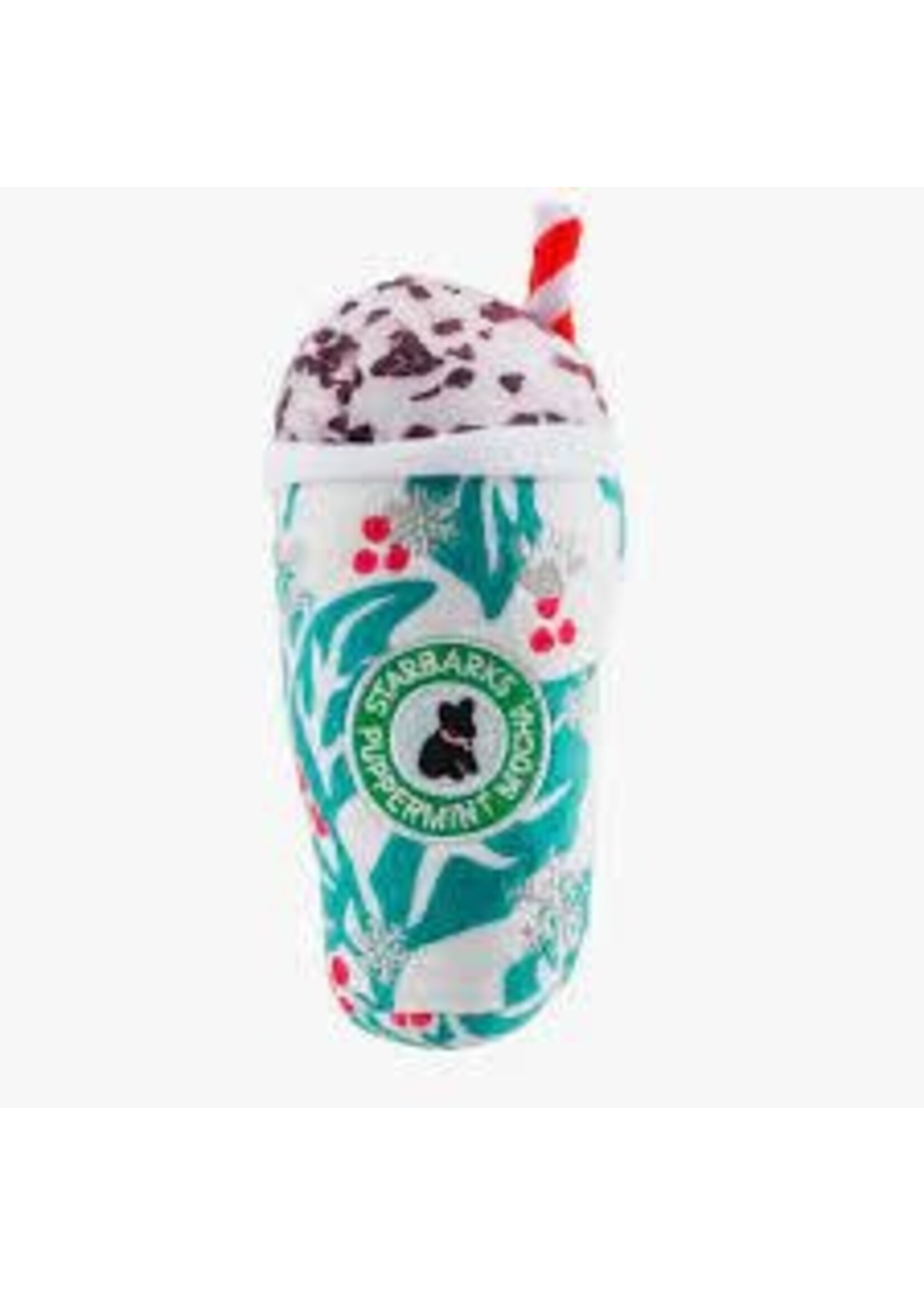 Haute Diggity Dog Holly Leaves Puppermint Mocha Cup Christmas Dog Toy