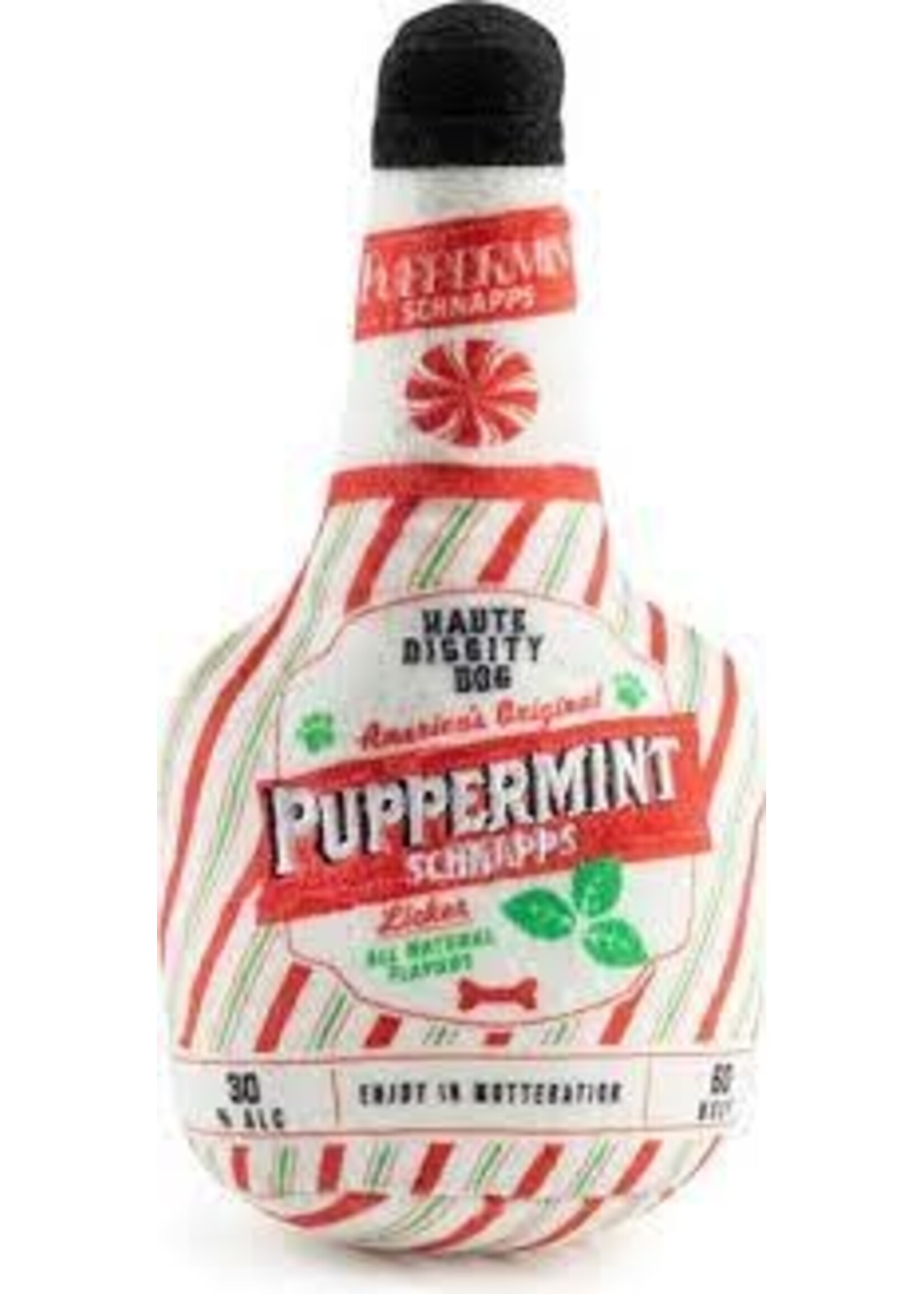 Haute Diggity Dog Puppermint Schnapps Bottle Christmas Dog Toy
