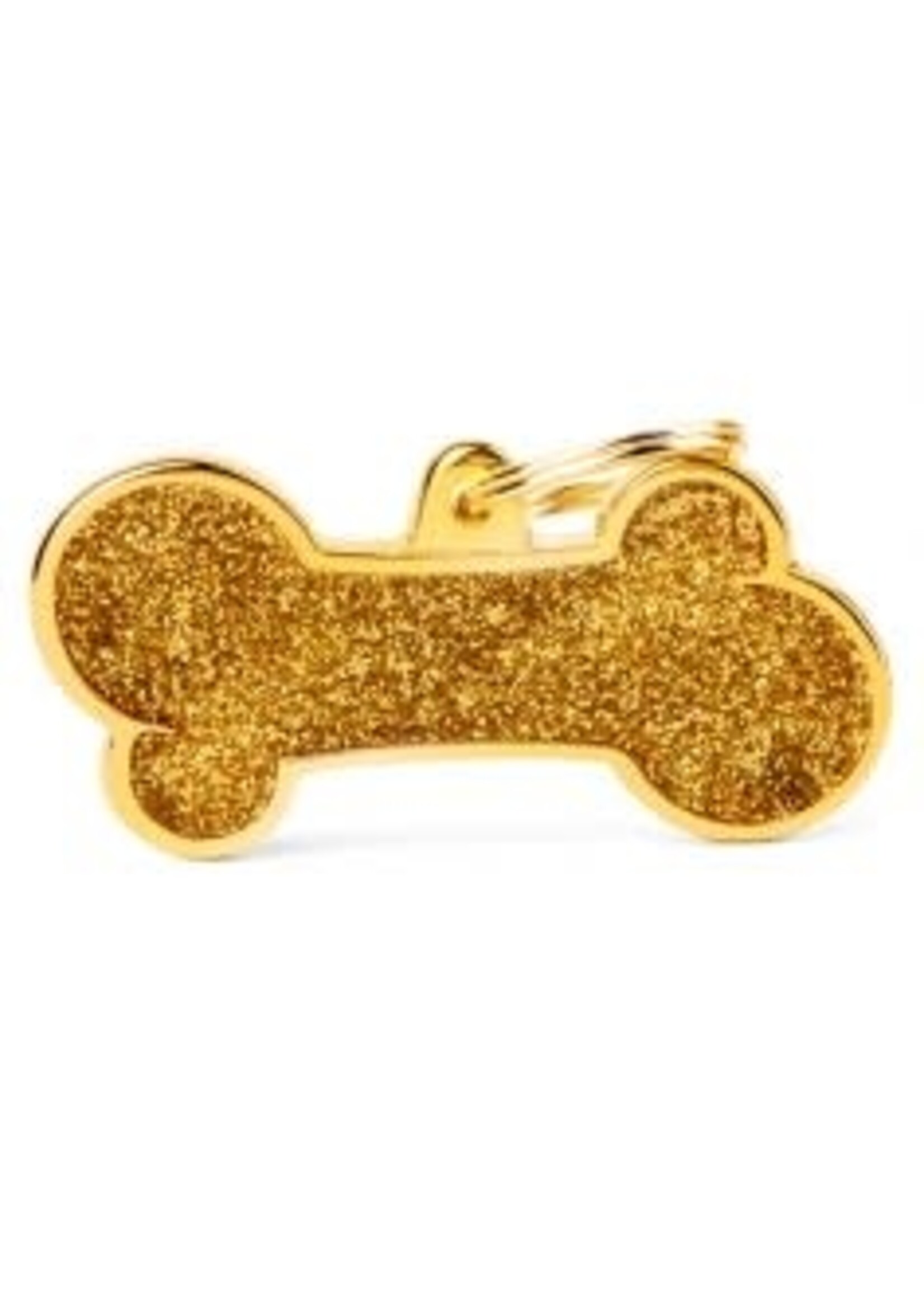 My Family ID Tag Shine Glitter Plain Gold