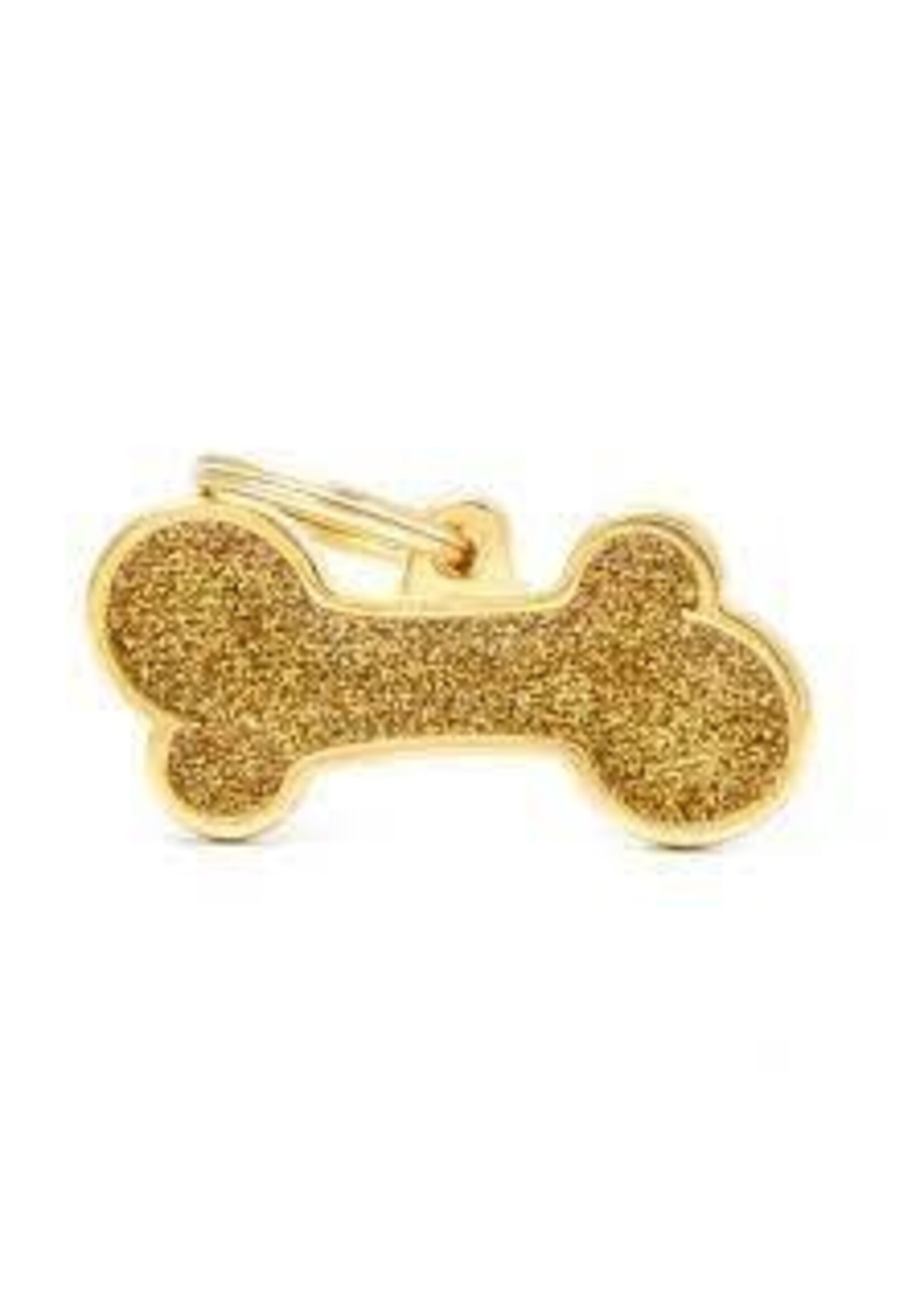 My Family ID Tag Shine Glitter Plain Gold