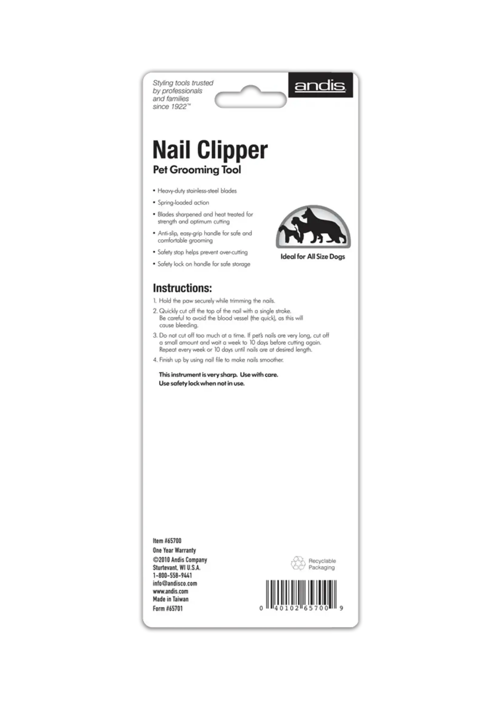 Andis Andis Nail Clipper Green/White