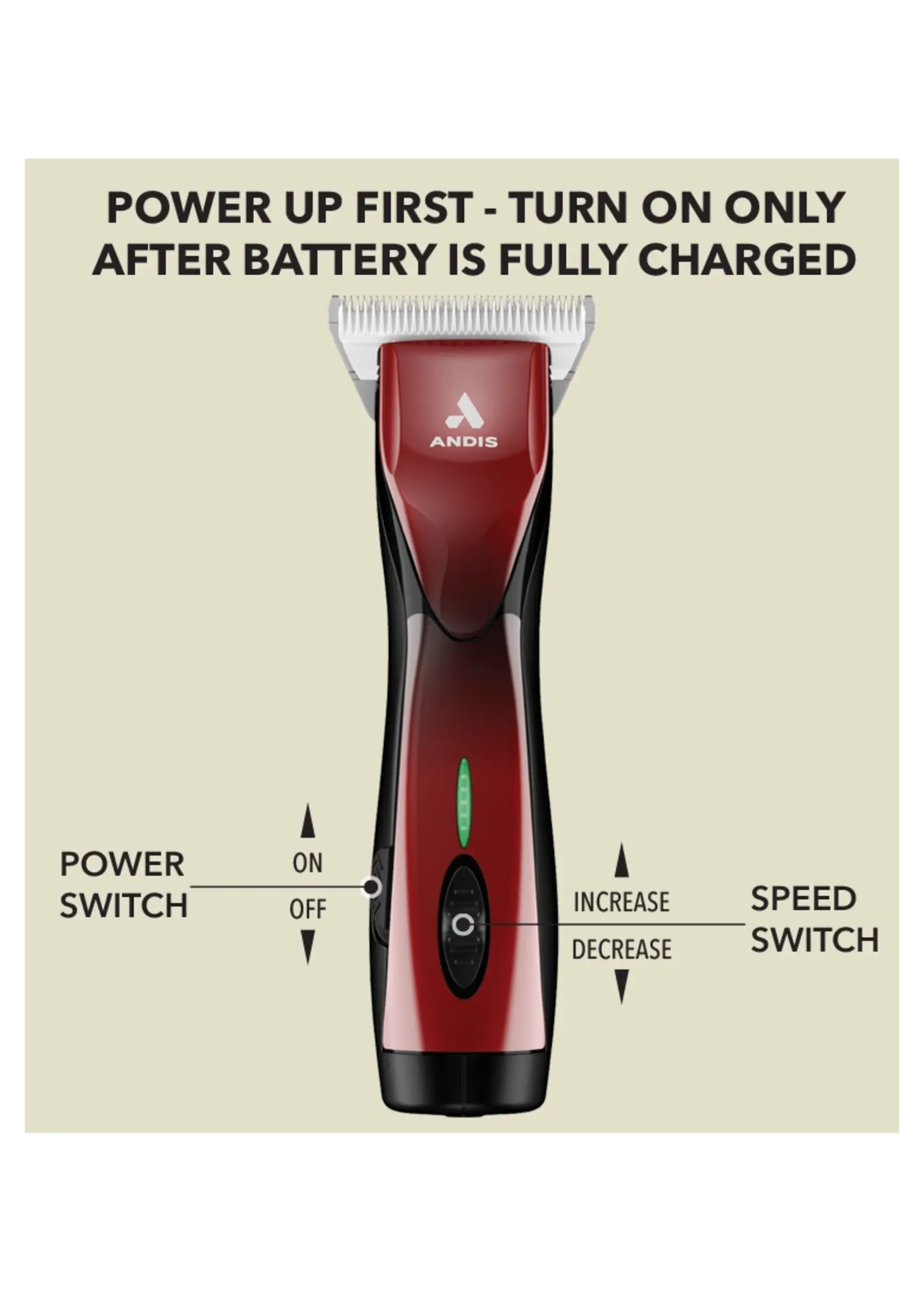 Andis Andis Pulse ZR II Cordless Clipper w/ 30Wide Blade Red