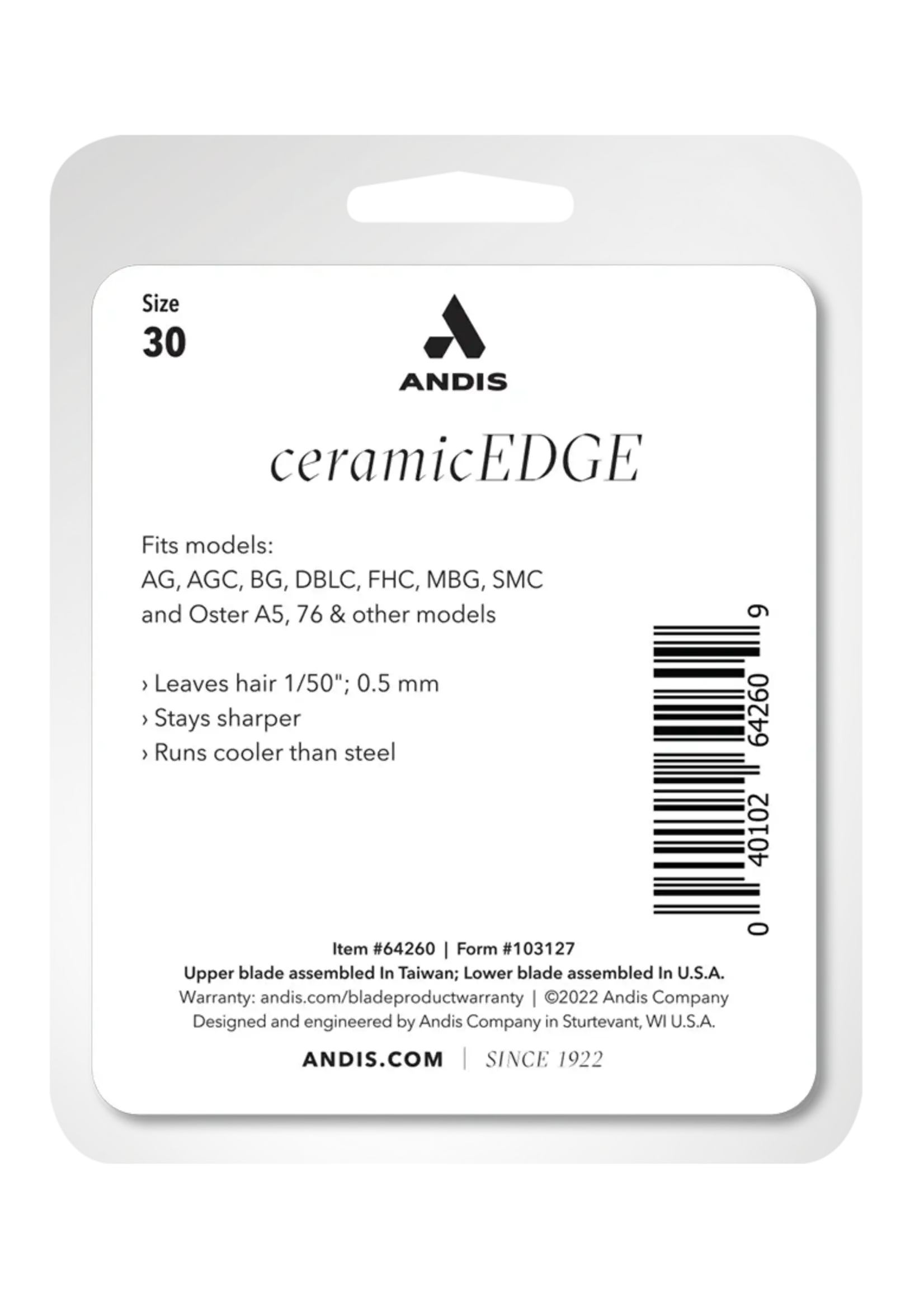 Andis Andis Wide CeramicEdge Blade #30 (1/50")