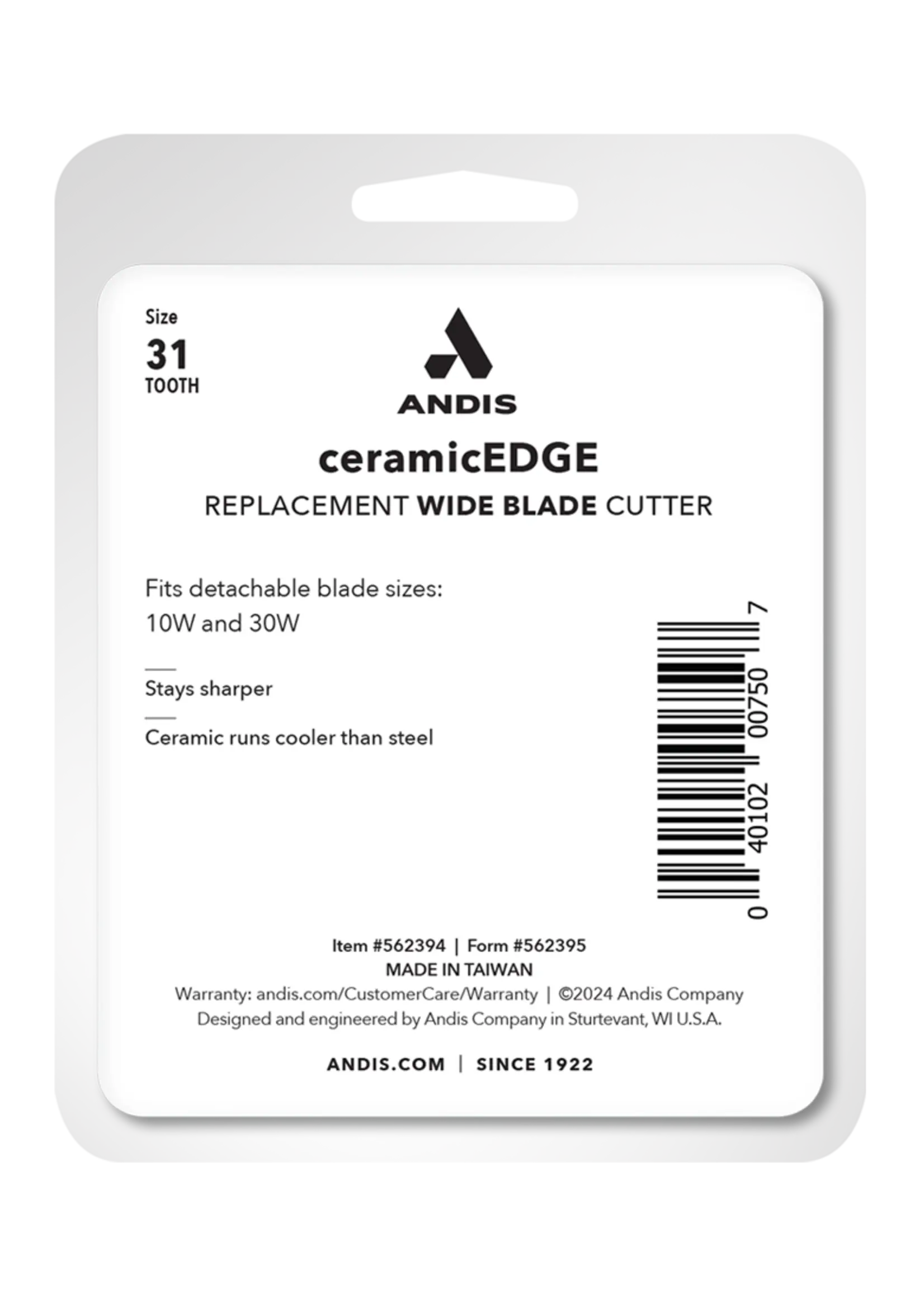 Andis Andis 31-Tooth Ceramic Cutter for 10W & 30W Wide Blades