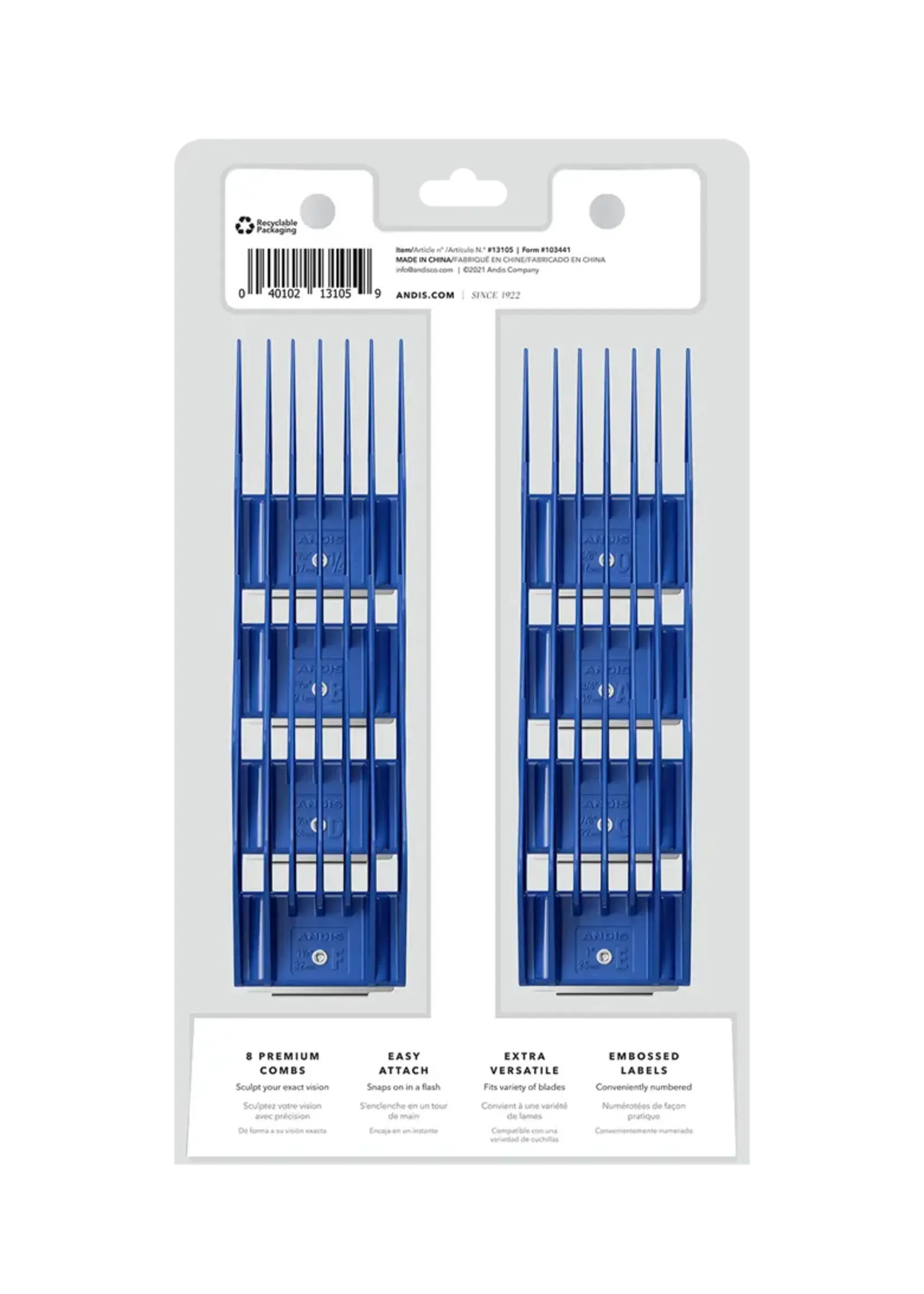 Andis Andis 8 Piece Universal Attachment Comb Set