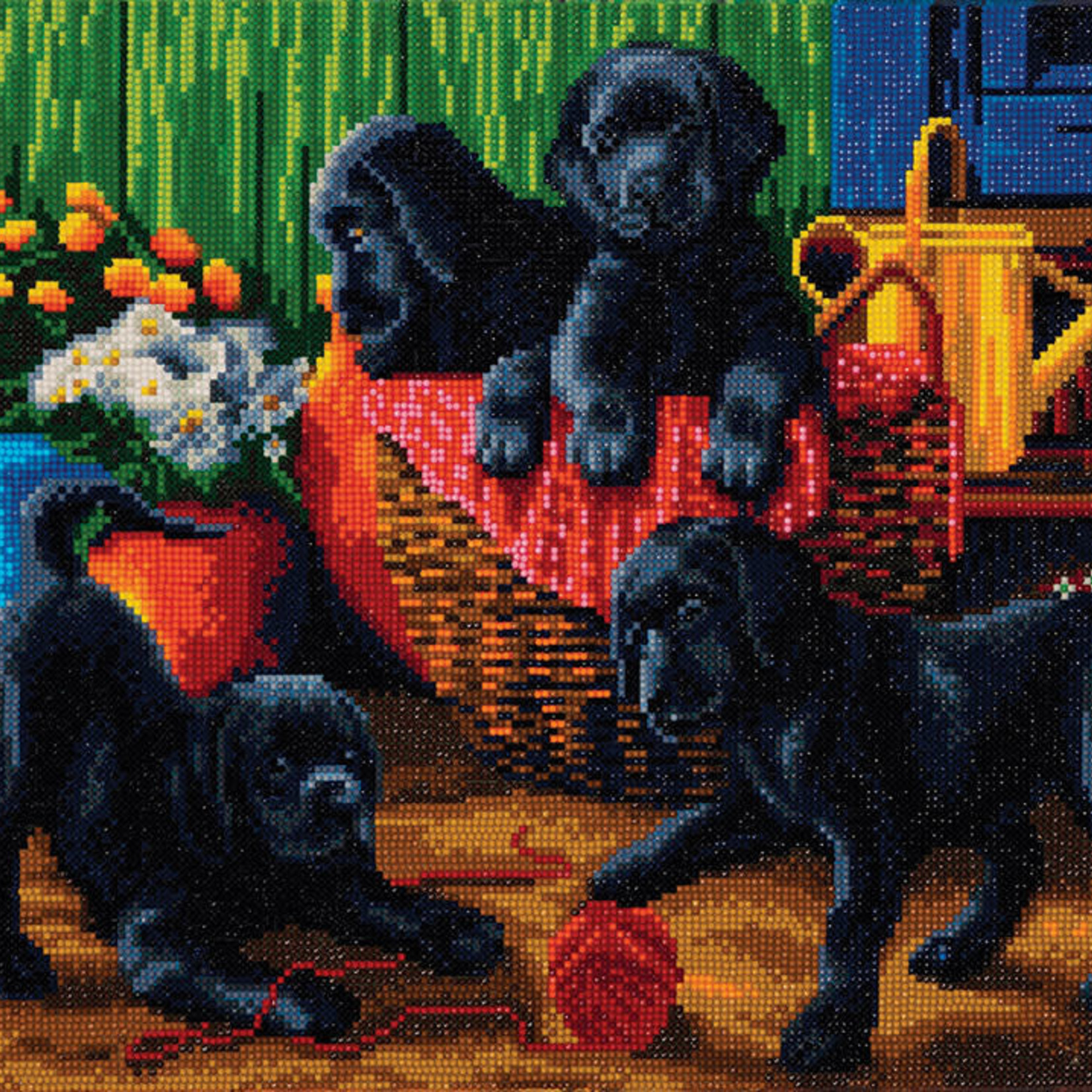 Craft Buddy Crystal Art 40 x 50- Black Labrador Puppies
