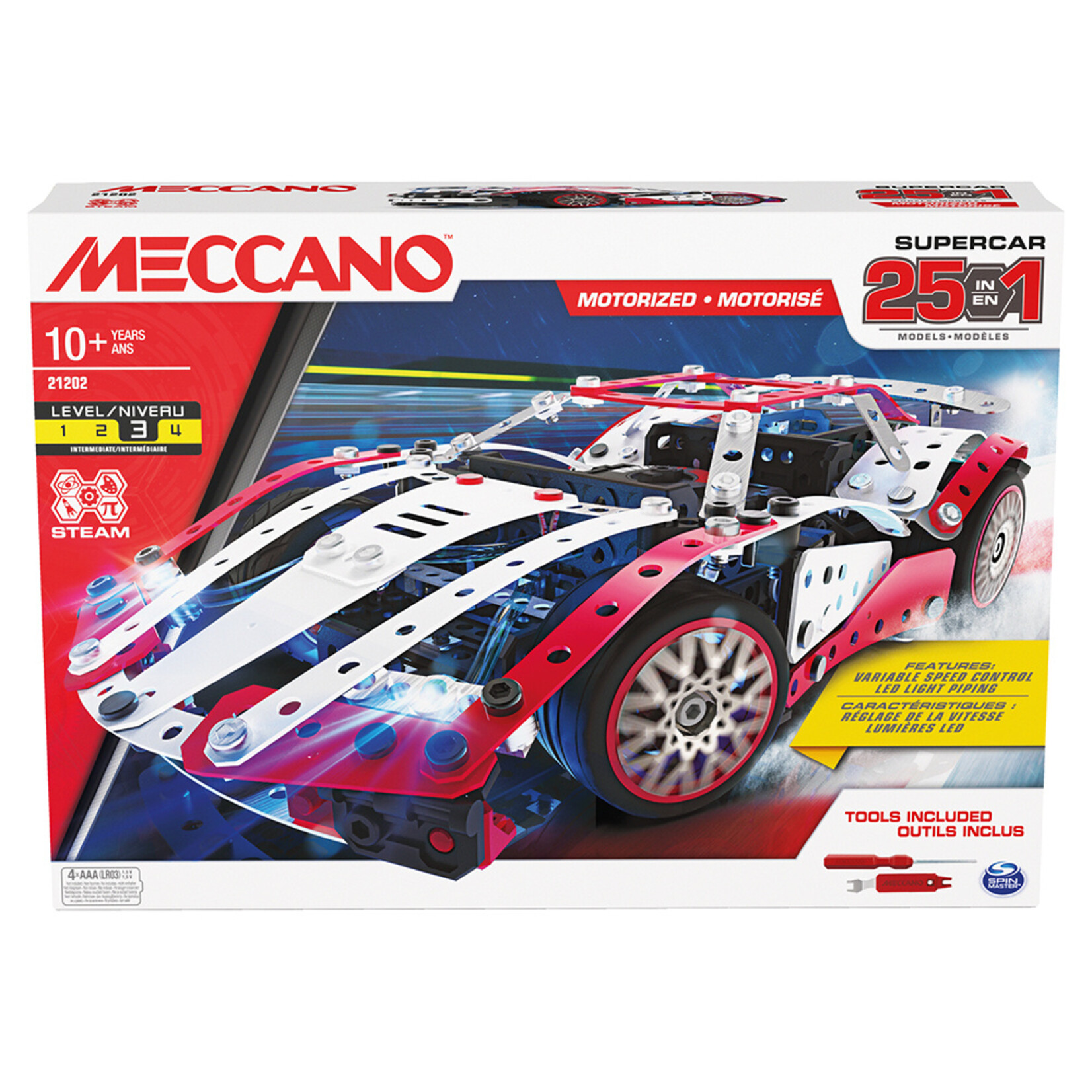 Meccano Meccano - Ensemble 25 modèles : Super voiture (Rouge)