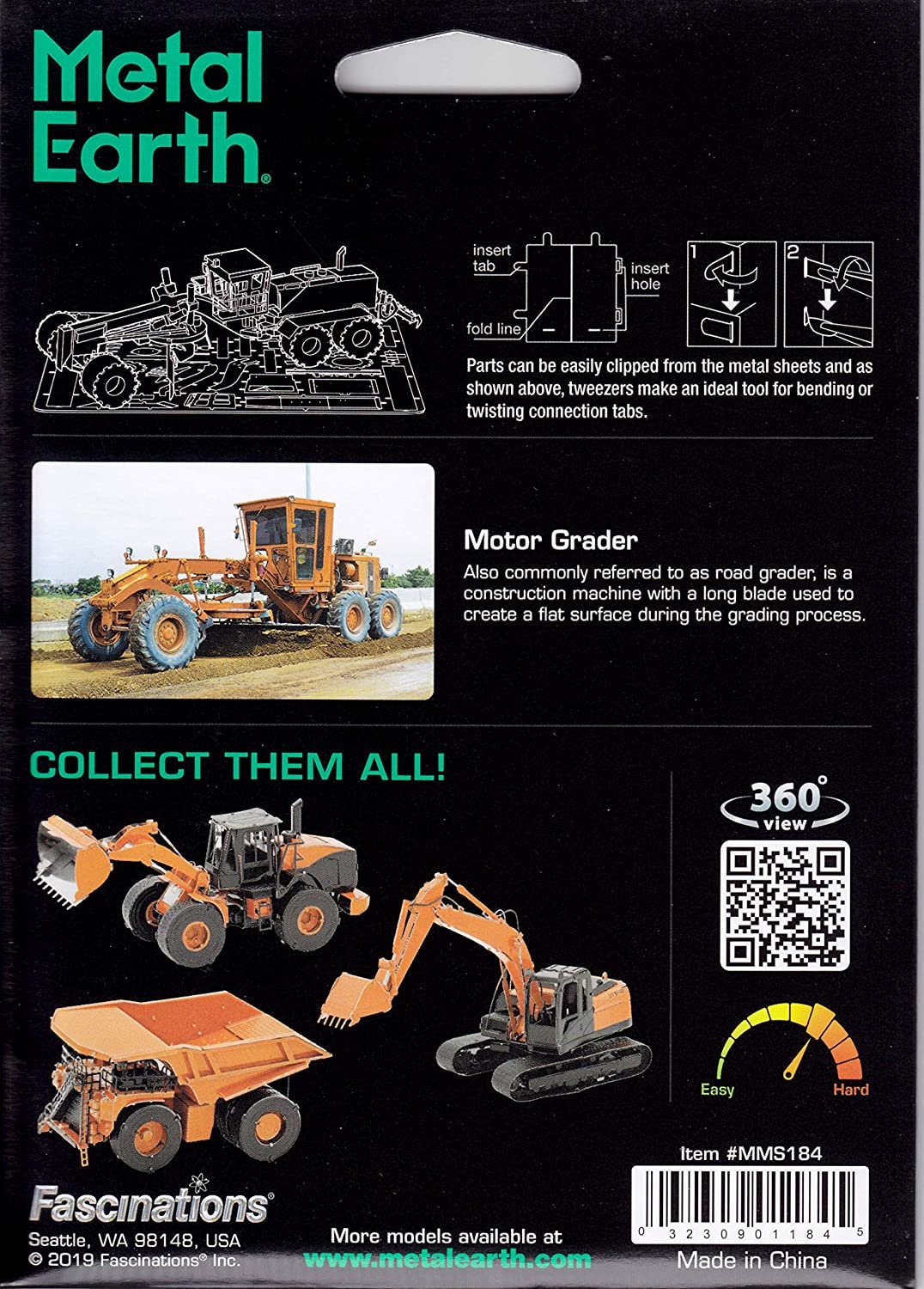 Metal Earth Metal Earth- Motor Grader (Orange)
