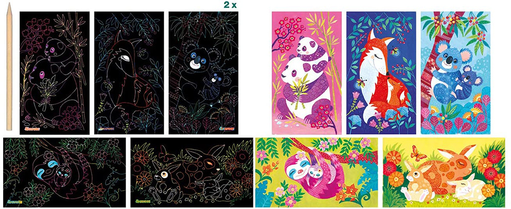 Sycomore Artissimo - Petit modèle 10 Tableaux à gratter : Bébés animaux