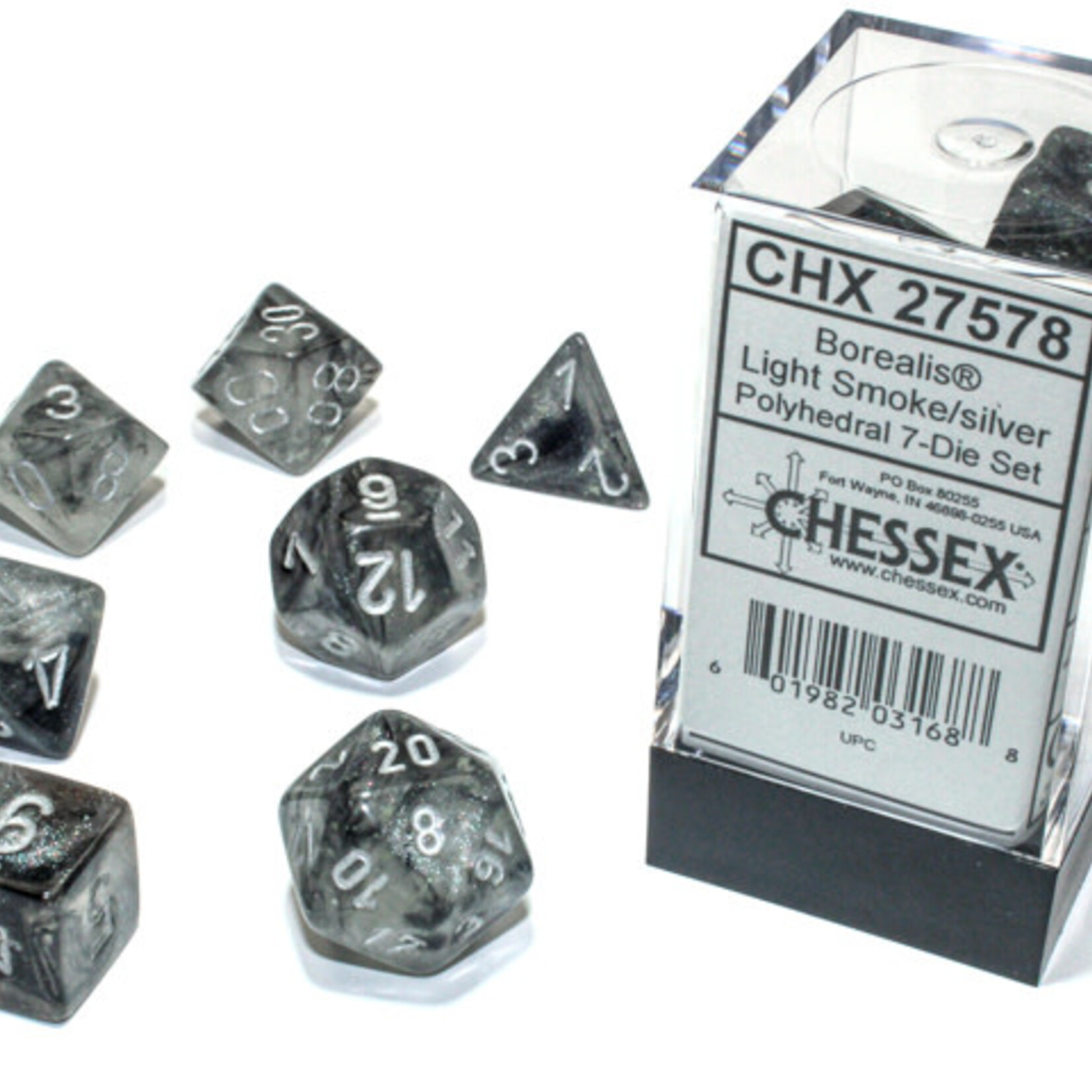 Chessex Chessex - Dés Borealis Luminary - Fumée et argent