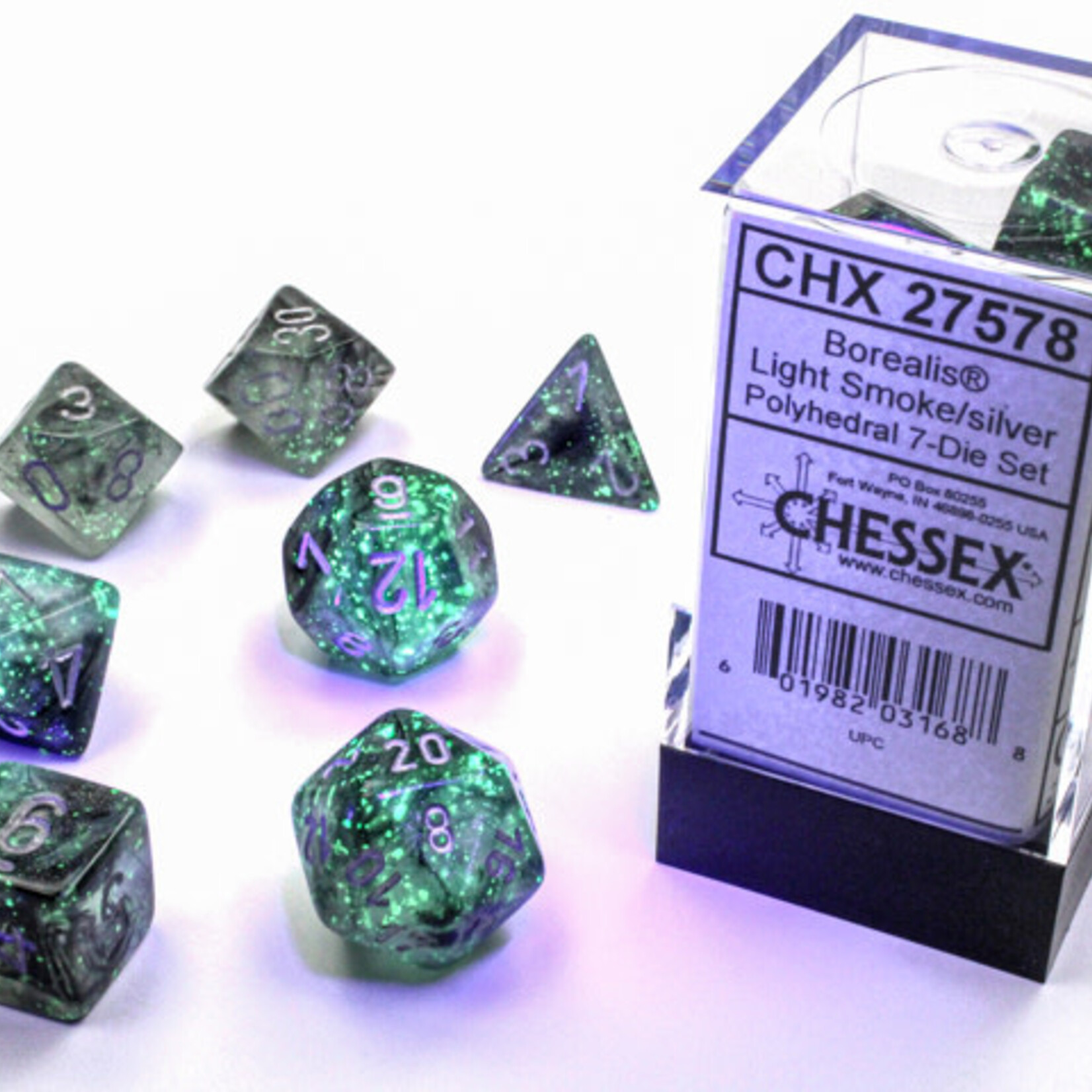 Chessex Chessex - Dés Borealis Luminary - Fumée et argent