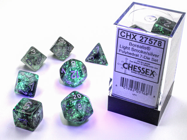 Chessex Chessex - Dés Borealis Luminary - Fumée et argent