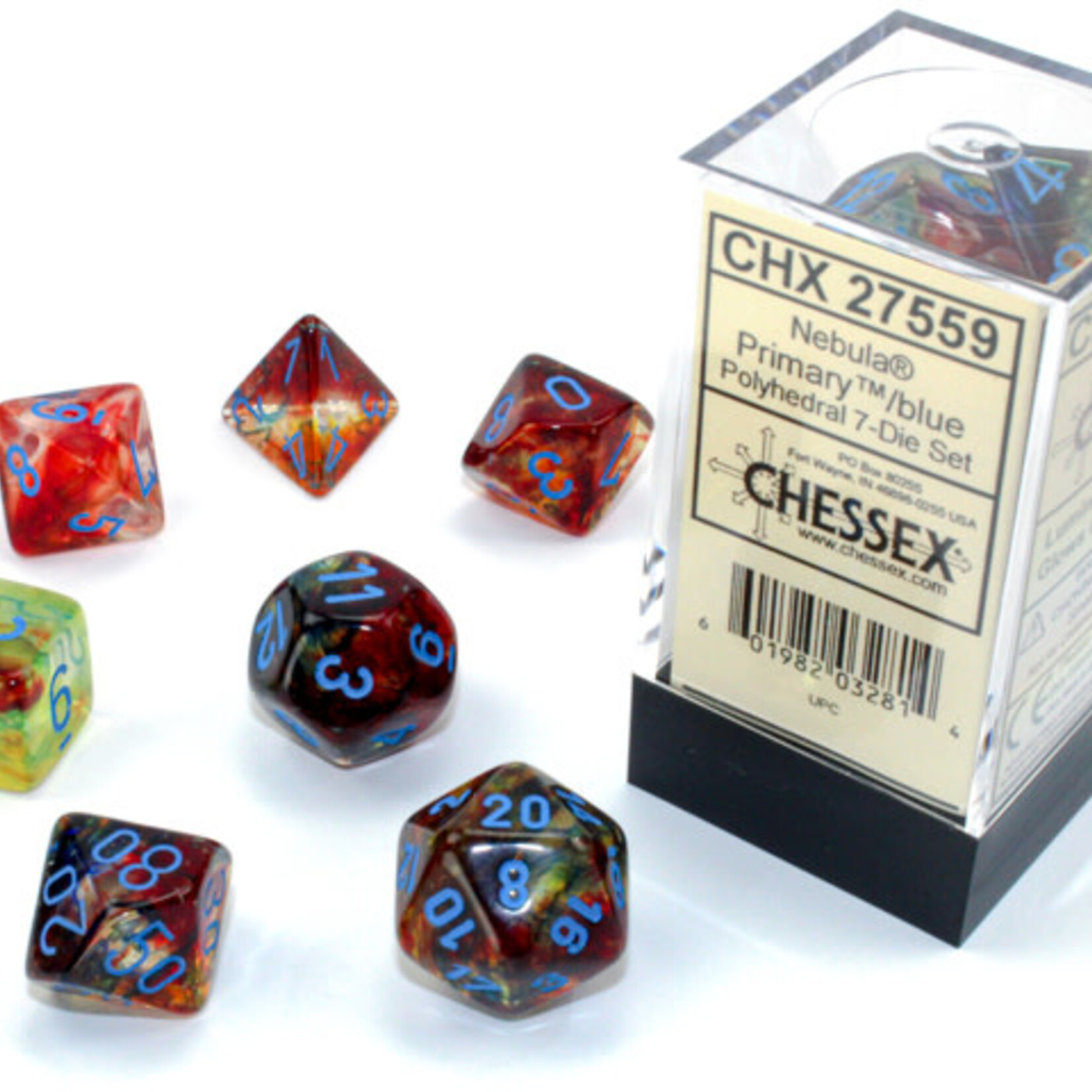 Chessex Chessex - Dés Nebula Luminary - Primaires et Bleu