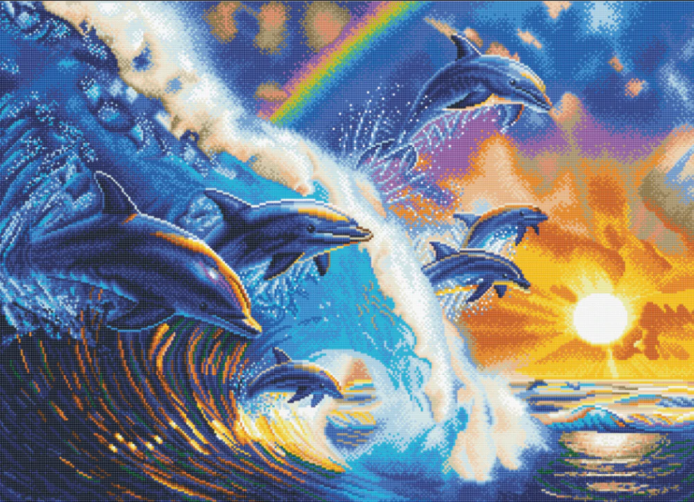 Craft Buddy Crystal Art 90 x 65 - Dolphin Waves