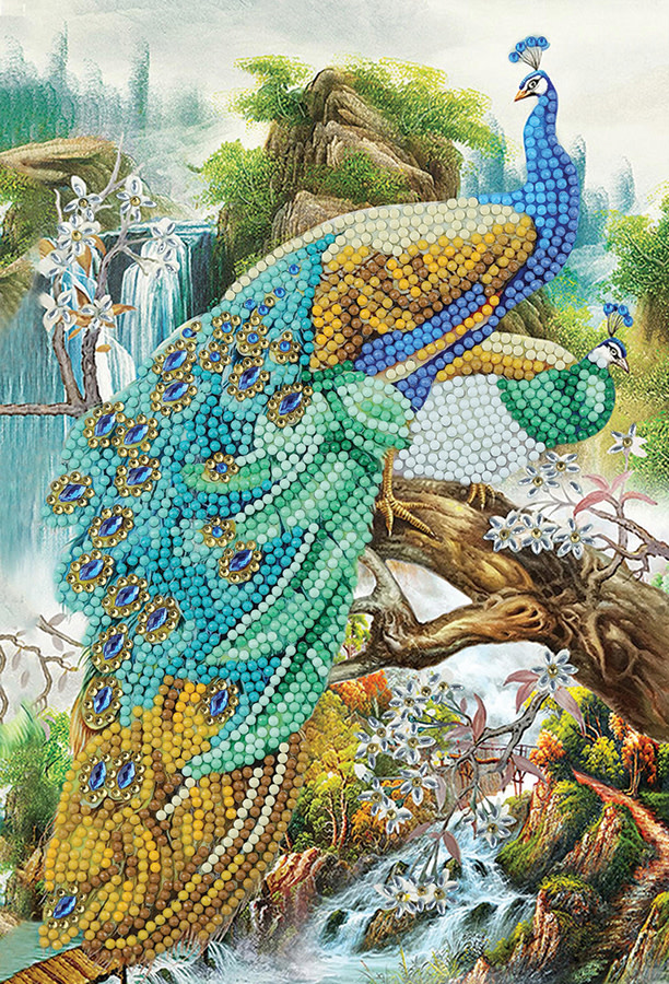 Craft Buddy Crystal Art - Carnet : Peacock Waterfall
