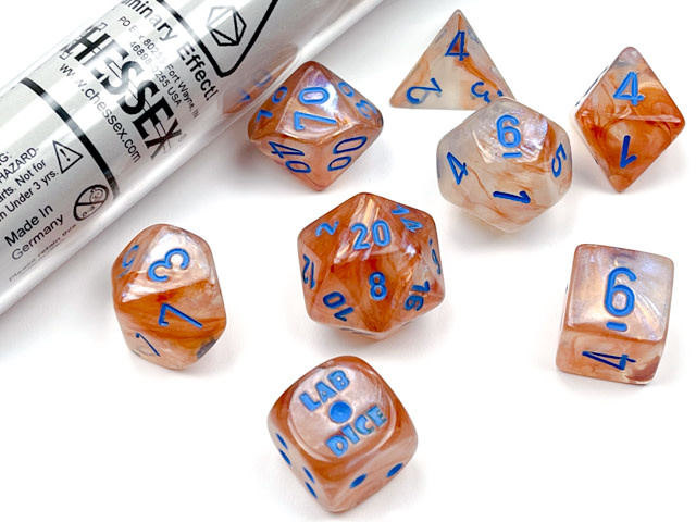 Chessex Chessex - Dés Lab Dice Borealis Luminary - Rose Gold et Bleu Pâle (+Dés Bonus)