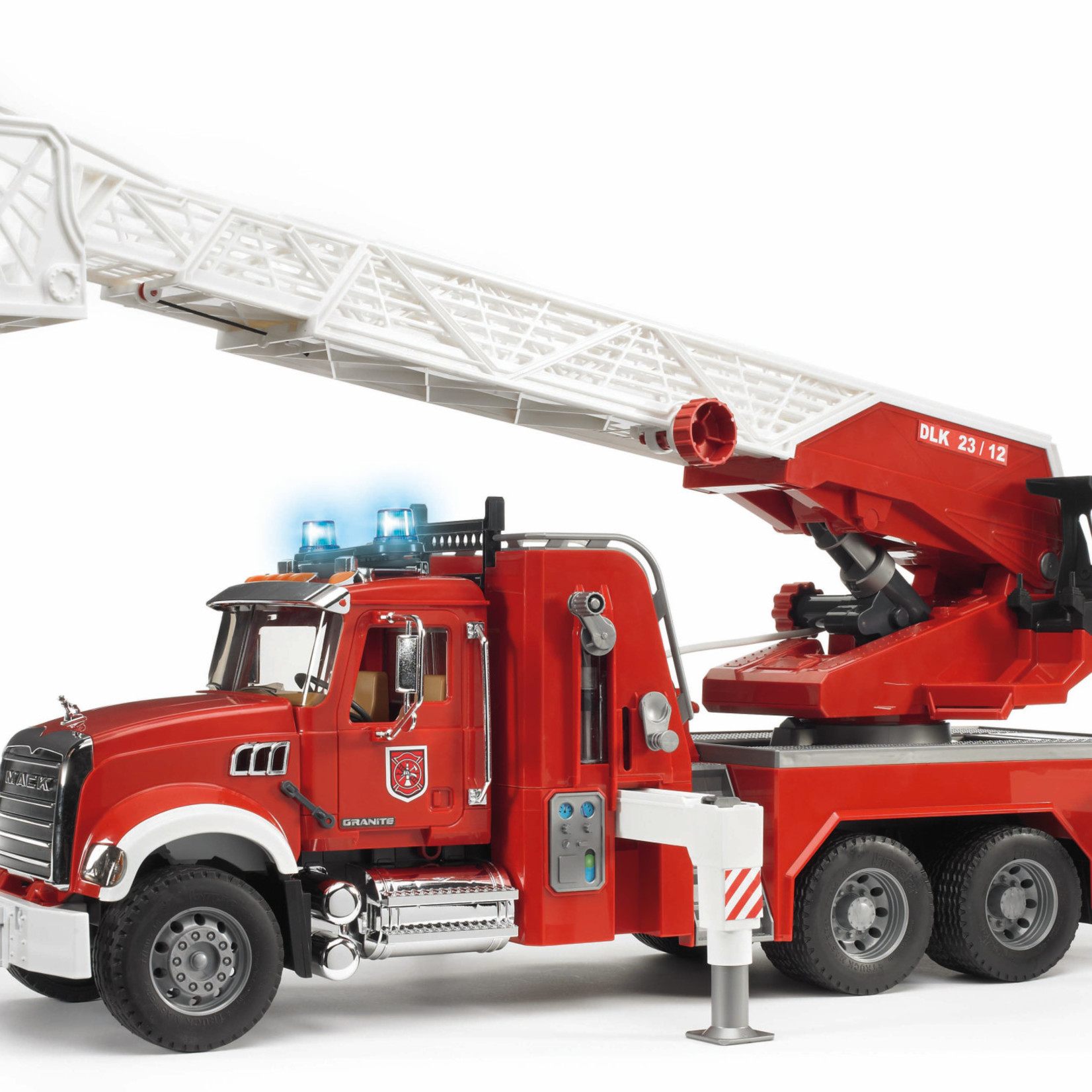 Bruder 01760 - Man TGA - Camion de pompier avec lumière et son, échelle  rotative et casque pour enfants : : Jouets