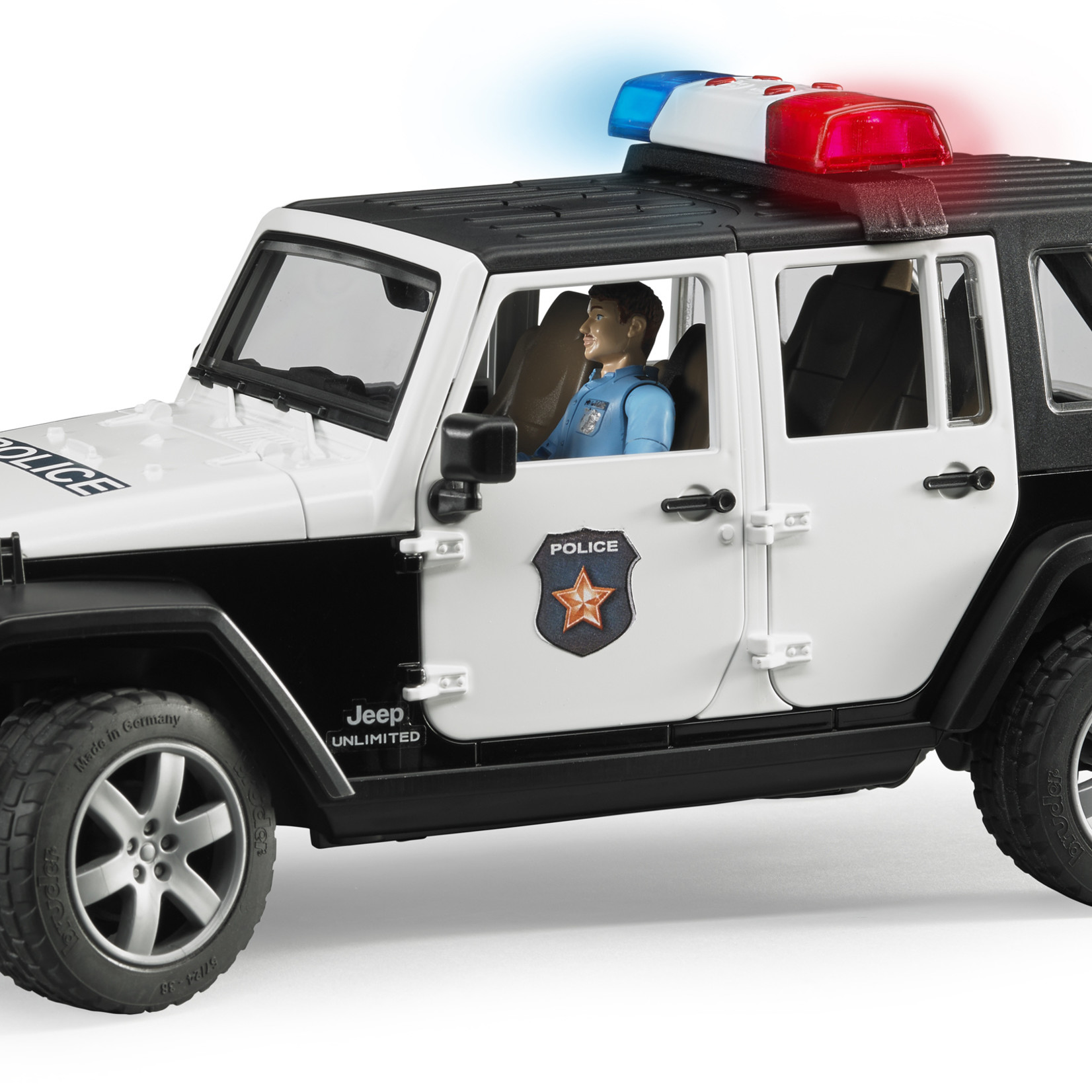 Bruder Bruder 02526 - Jeep Wrangler Unlimited Rubicon de police avec policier et accessoires