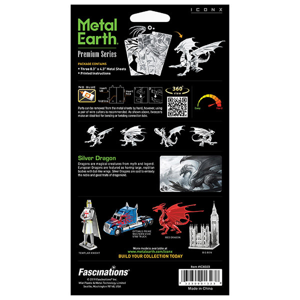 Metal Earth Metal Earth Premium Series - Silver Dragon