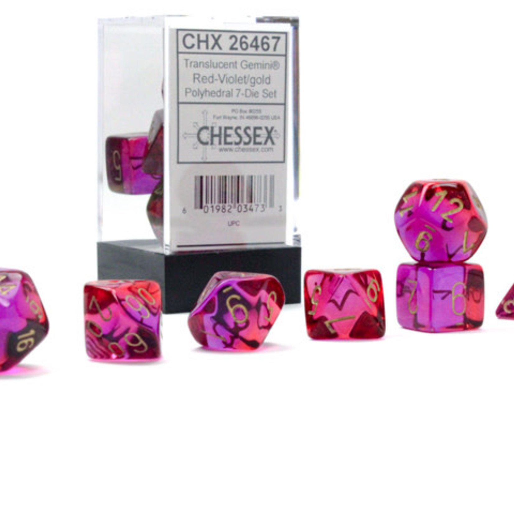 Chessex Chessex - Dés Gemini - Translucide Rouge/Violet et Or