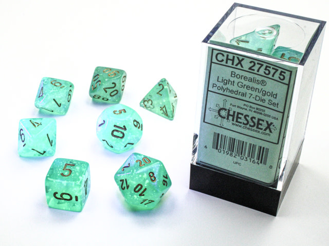 Chessex Chessex - Dés Borealis Luminary - Vert Pâle et Or