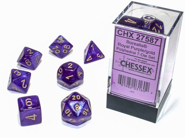 Chessex Chessex - Dés Borealis Luminary - Violet Royal et Or