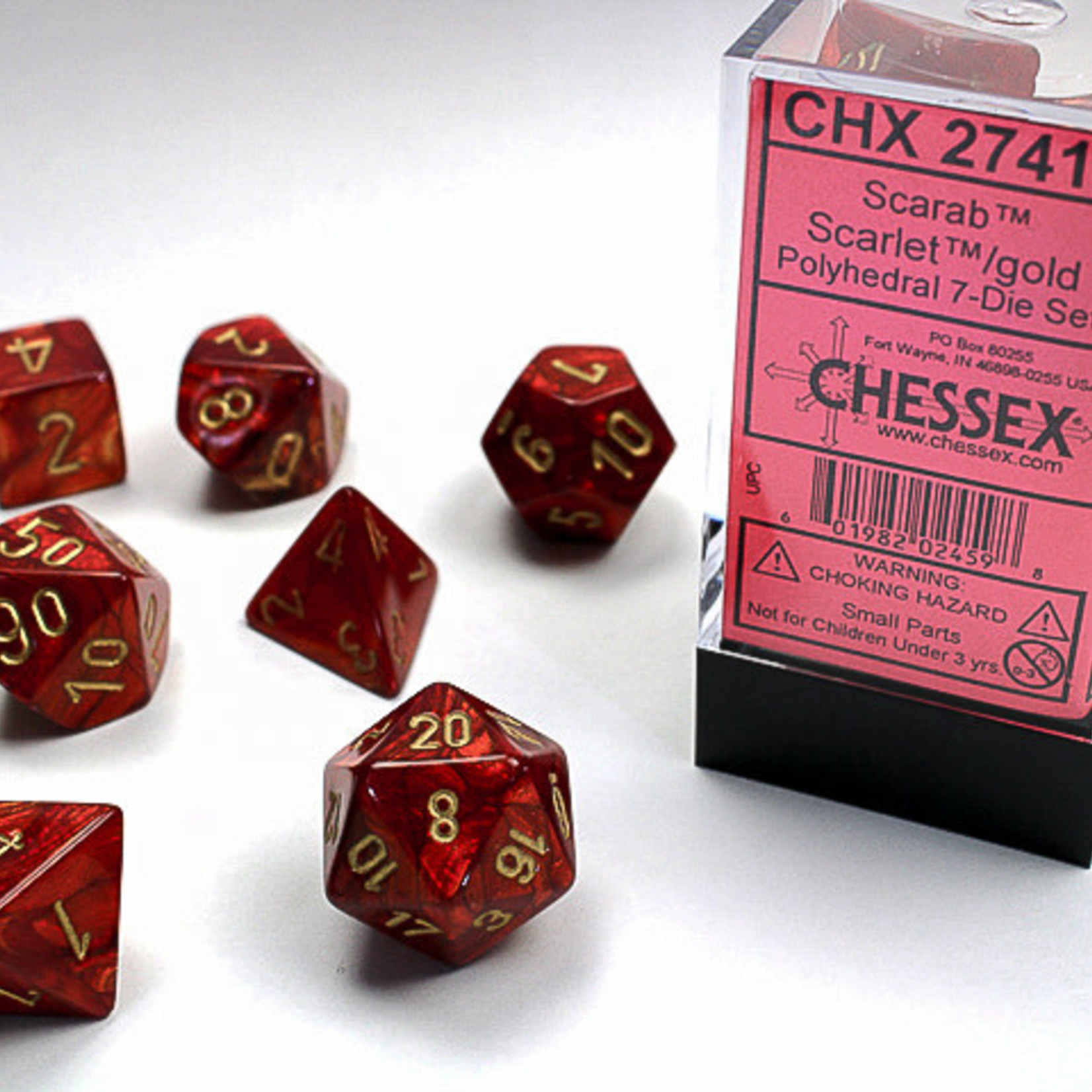Chessex Chessex - Dés Scarab - Écarlate et Or
