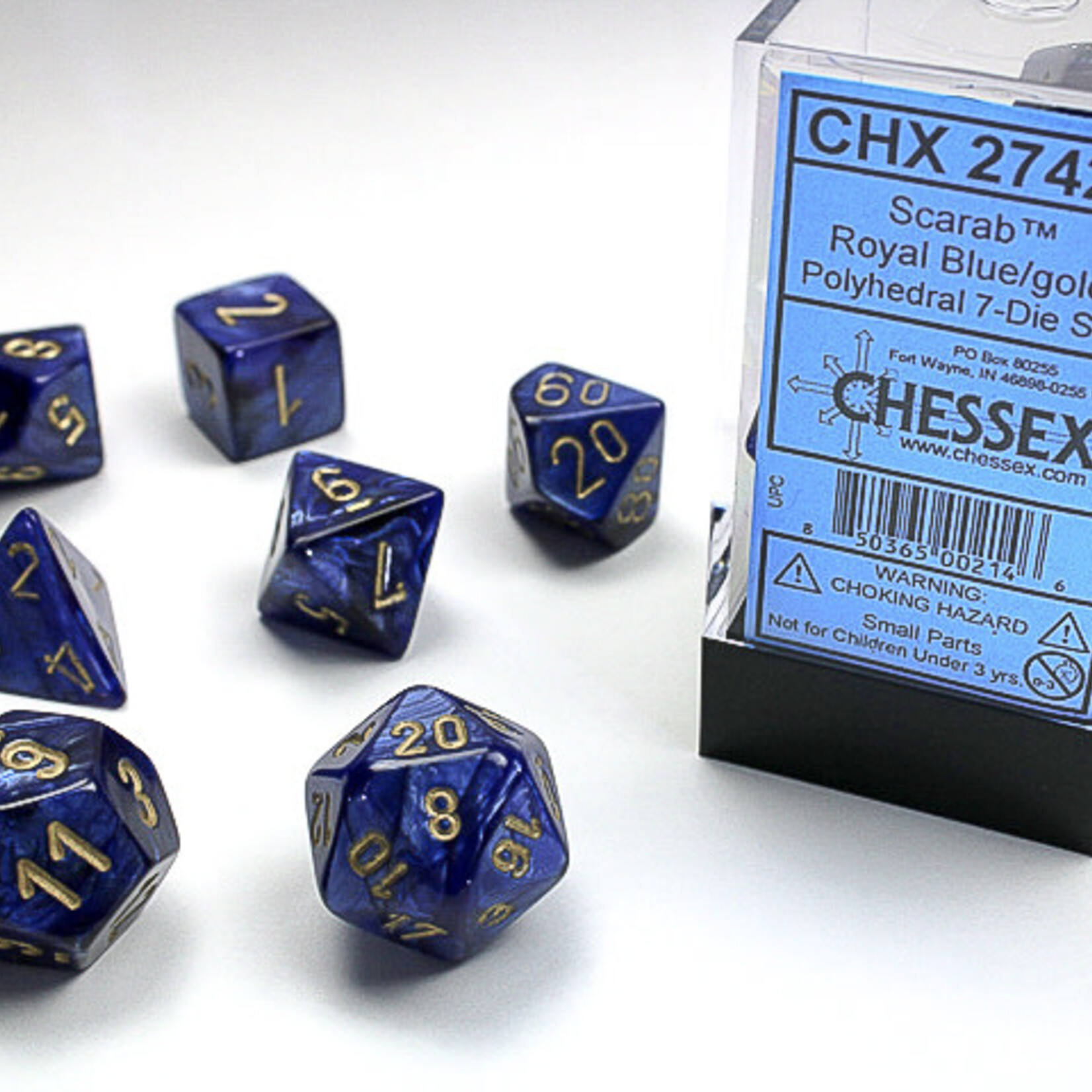 Chessex Chessex - Dés Scarab - Bleu Royal et Or