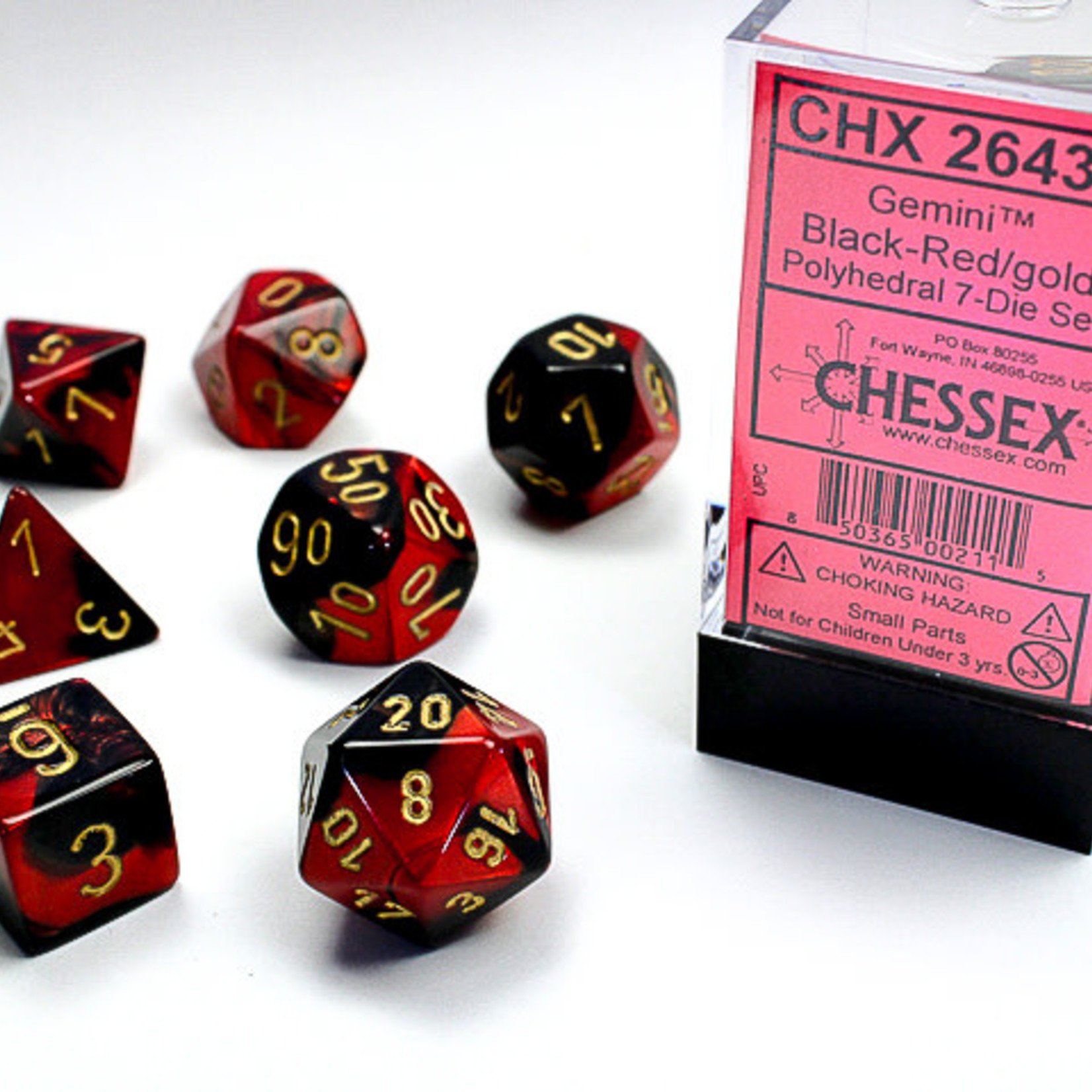 Chessex Chessex - Dés Gemini - Noir/Rouge et Or