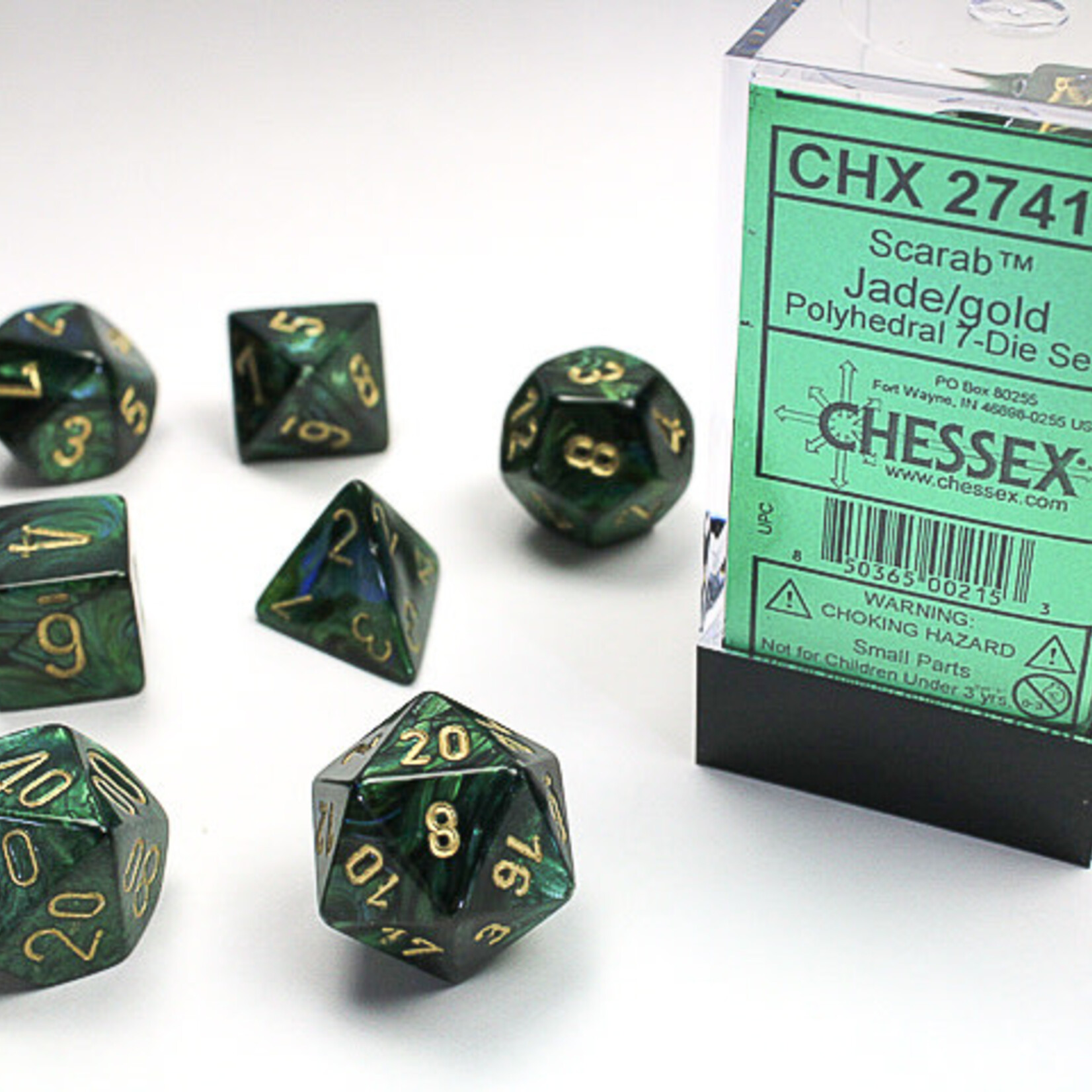 Chessex Chessex - Dés Scarab - Jade et Or