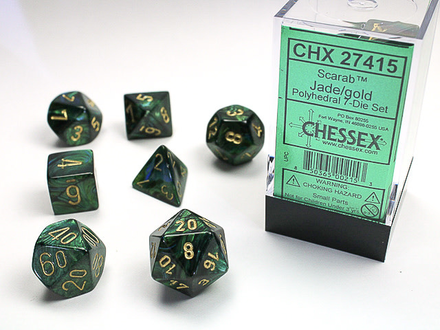 Chessex Chessex - Dés Scarab - Jade et Or