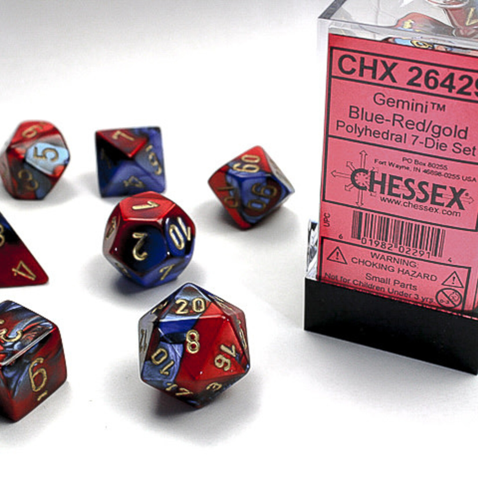Chessex Chessex - Dés Gemini - Bleu/Rouge et Or