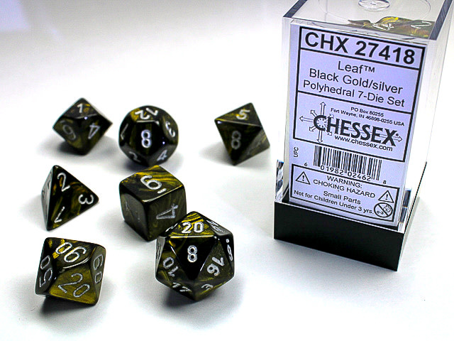 Chessex Chessex - Dés Leaf - Noir/Or et Argent