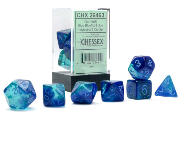 Chessex Chessex  - Dés Gemini - Bleu/Bleu et Bleu Pâle