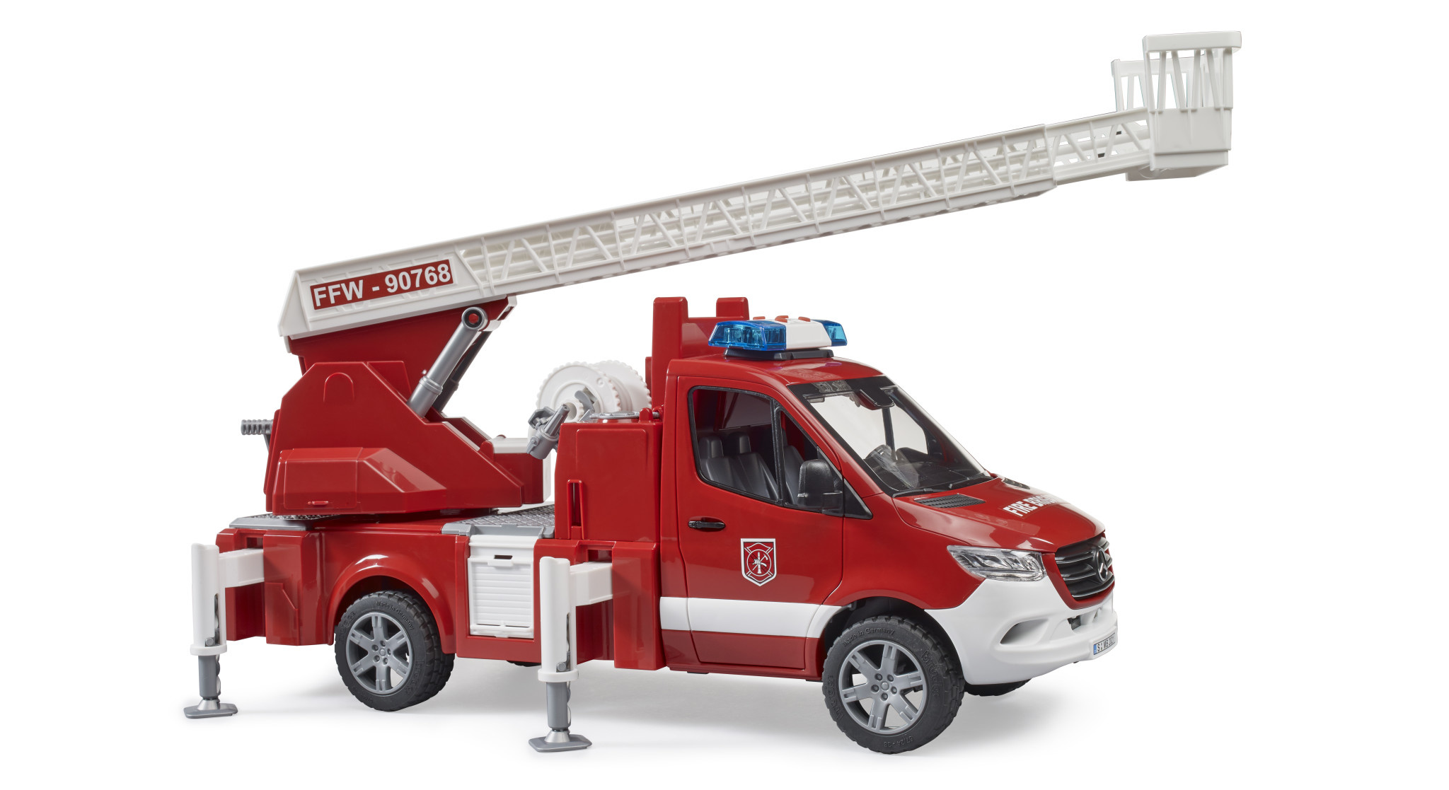 Bruder Bruder 02673 - Camion pompier Mercedes Benz Sprinter  avec échelle, pompe à eau et module son et lumière