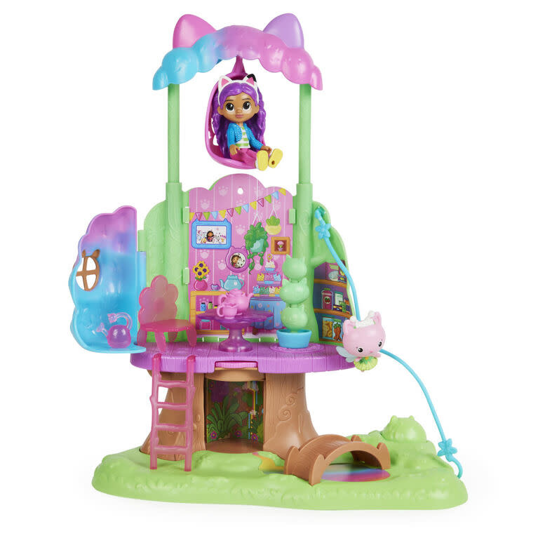 Gabby et la maison magique – Maison de poupées Purrfect Dollhouse avec 2  figurines, 8 meubles, 3 accessoires, 2 boîtes surprises et sons