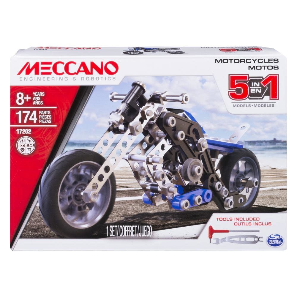 Meccano Meccano - Ensemble 5en 1 de Moto de course Bleue