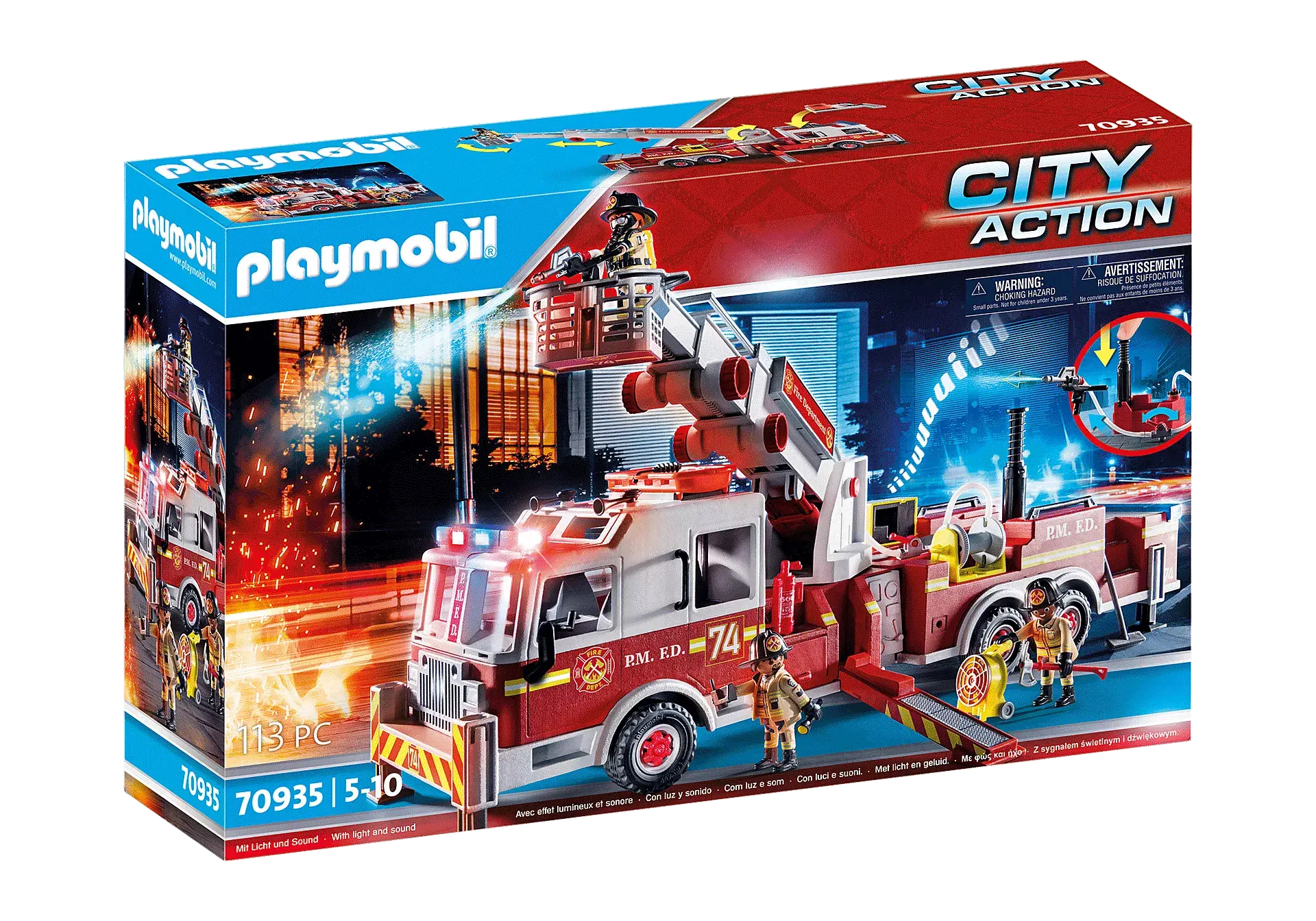 Playmobil Playmobil City Action 70935 - Camion de pompiers avec échelle