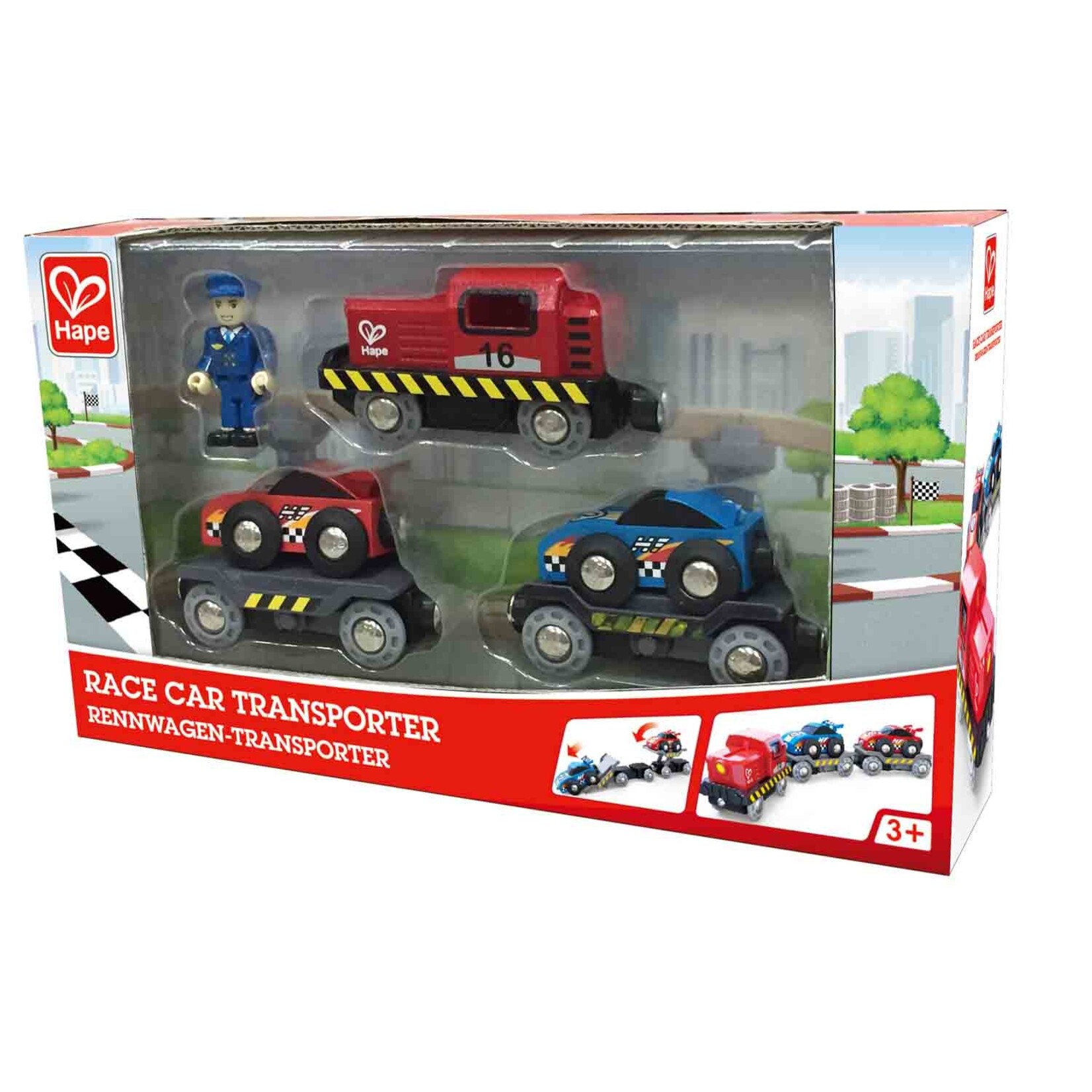 Hape Hape - Train transporteur de voiture de course