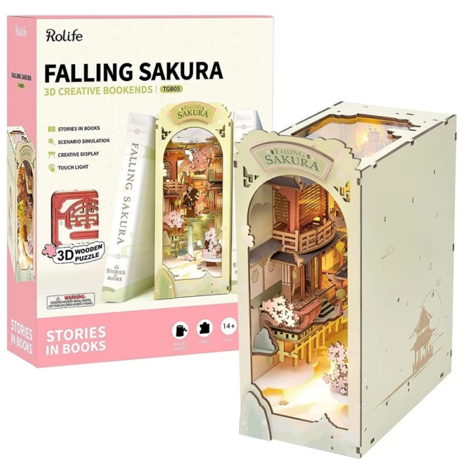 Robotime Rolife RTGB05 - 3D Creative Bookends - Falling Sakura