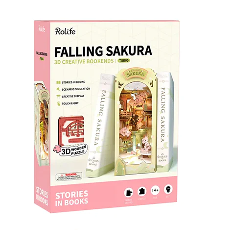 Robotime Rolife RTGB05 - 3D Creative Bookends - Falling Sakura