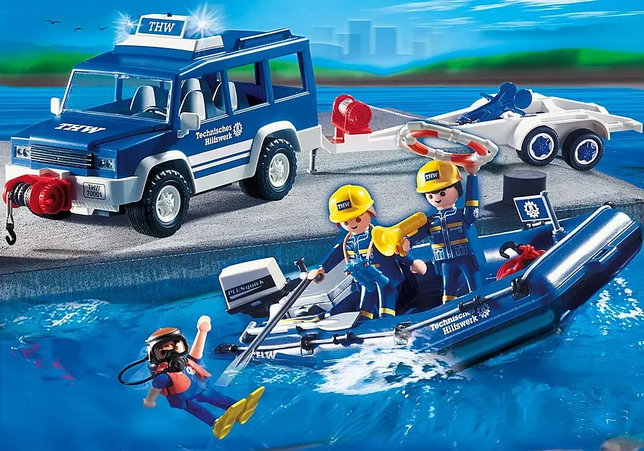 Playmobil Playmobil 4087 City Action Jeep, Bateau et remorque de Police