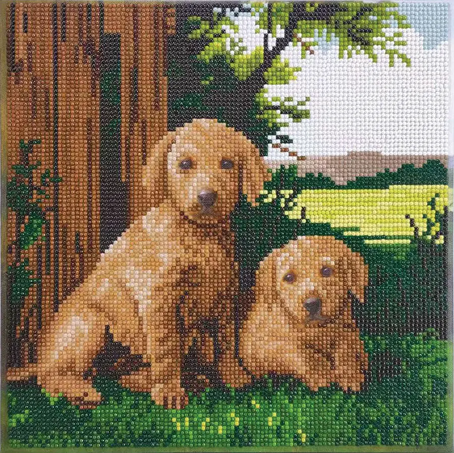 Craft Buddy Craft Buddy - Crystal Art - Puppies by the Fence  (30 x 30 cm)